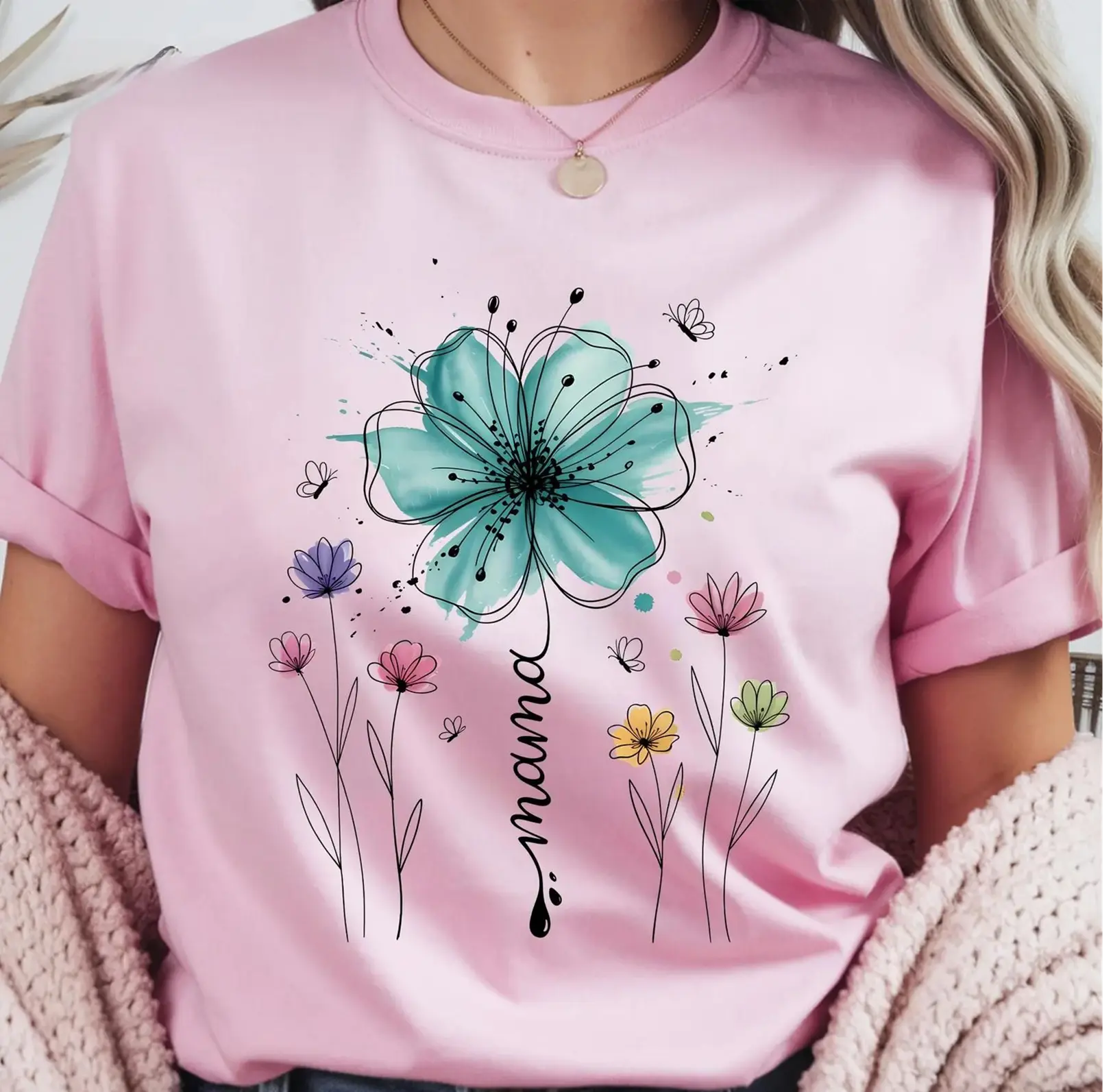Boho Floral Mama T-Shirt, Mother's Day Gift, Spring Mama Shirt, Flowers Mama Shirt, Nature Lover Mom Gift DuoCreationZ