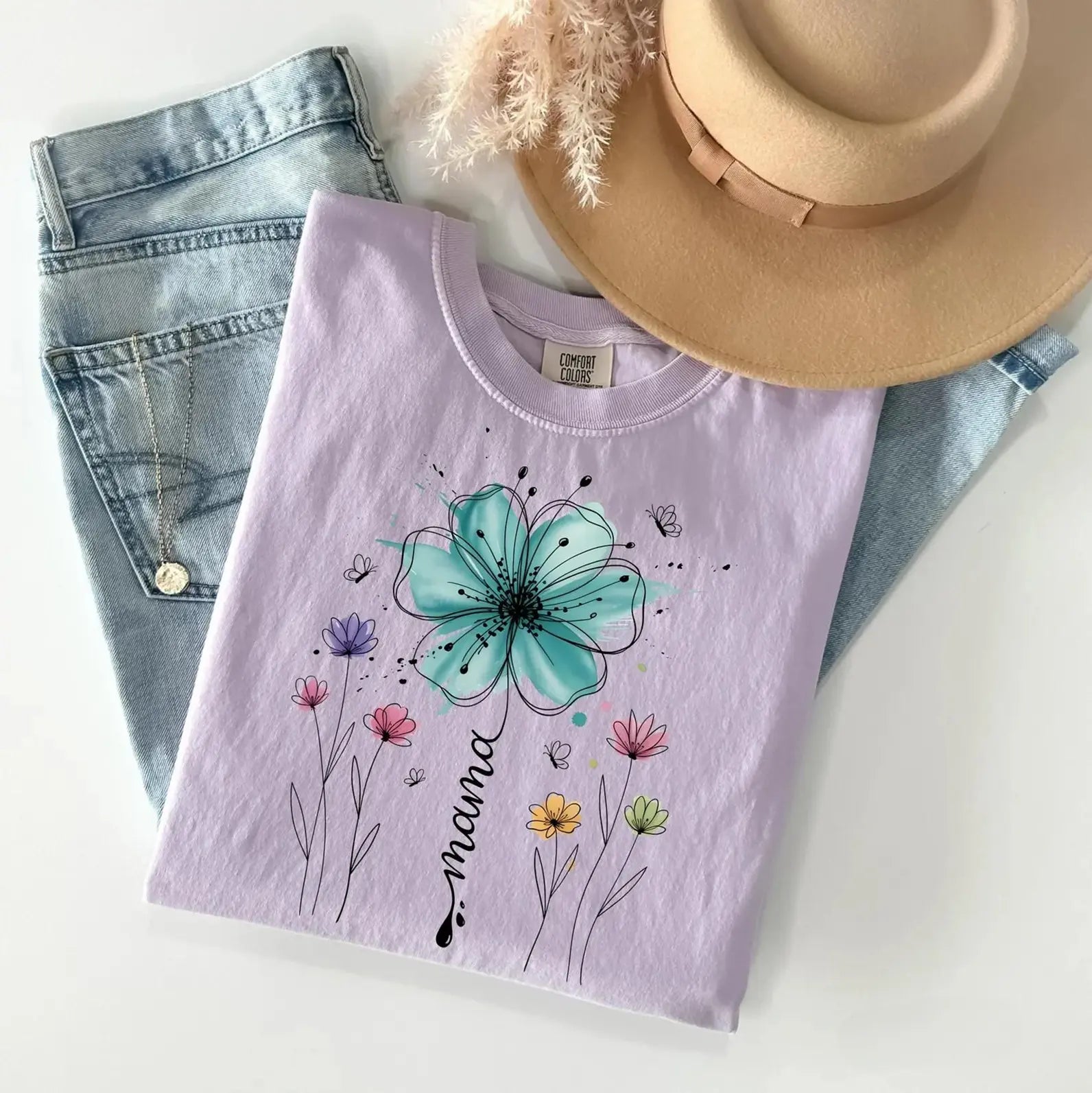 Boho Floral Mama T-Shirt, Mother's Day Gift, Spring Mama Shirt, Flowers Mama Shirt, Nature Lover Mom Gift DuoCreationZ