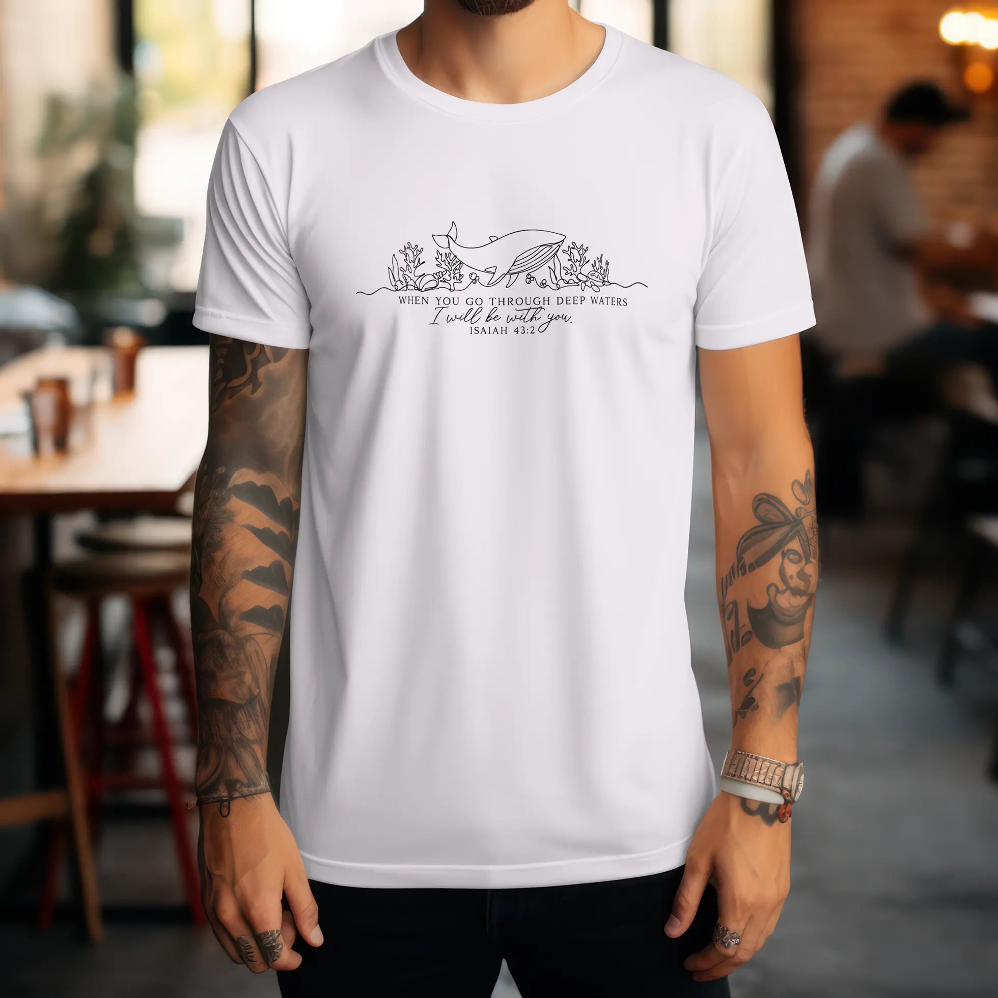 When You Go Through Deep Waters Shirts, Cute Bible Verses Shirts, Faith Shirts, Christian Shirt, Summer Faith Shirts, Ocean Lover Gift Shir DuoCreationZ