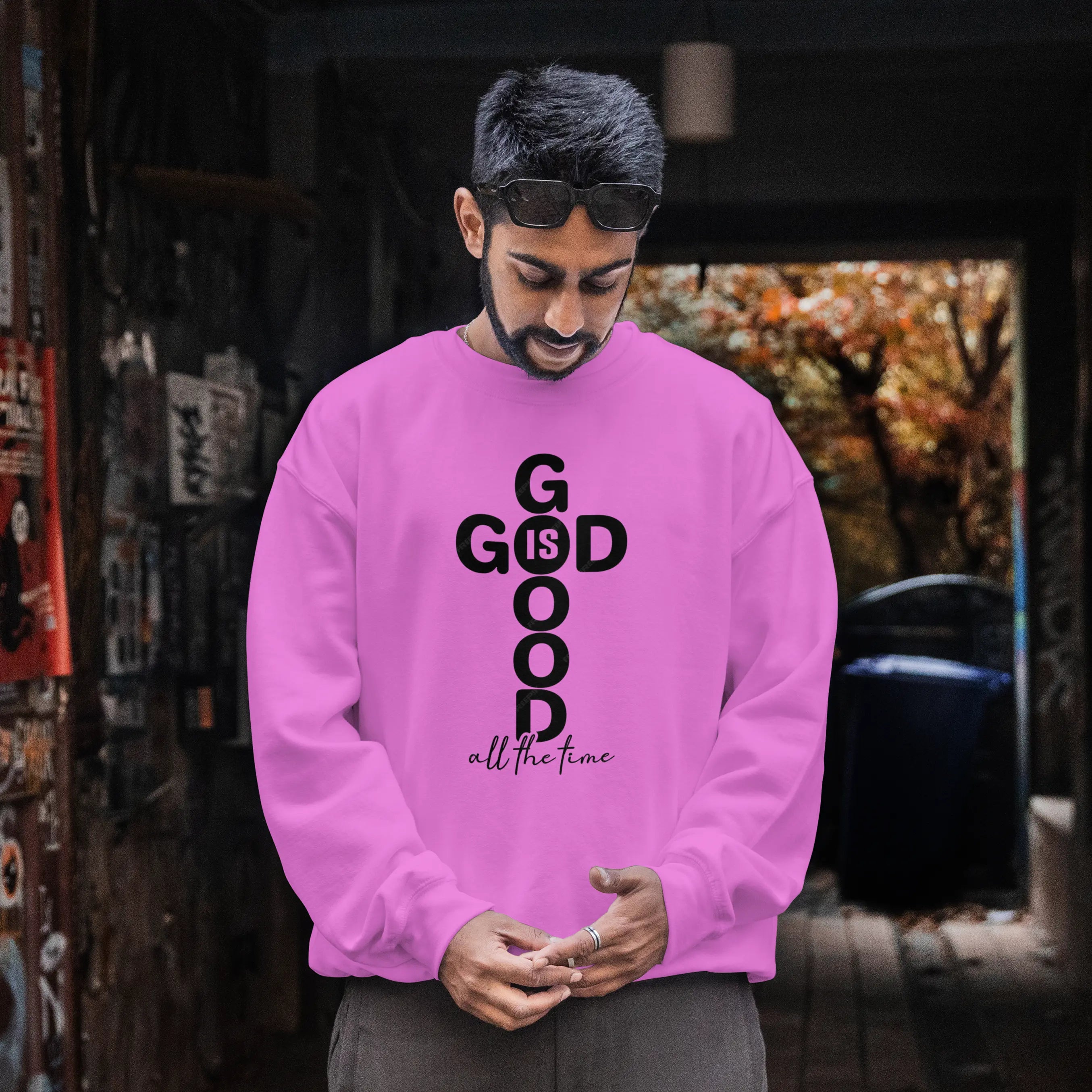 God Is Good Christian Cross sweatshirt, DuoCreationZ