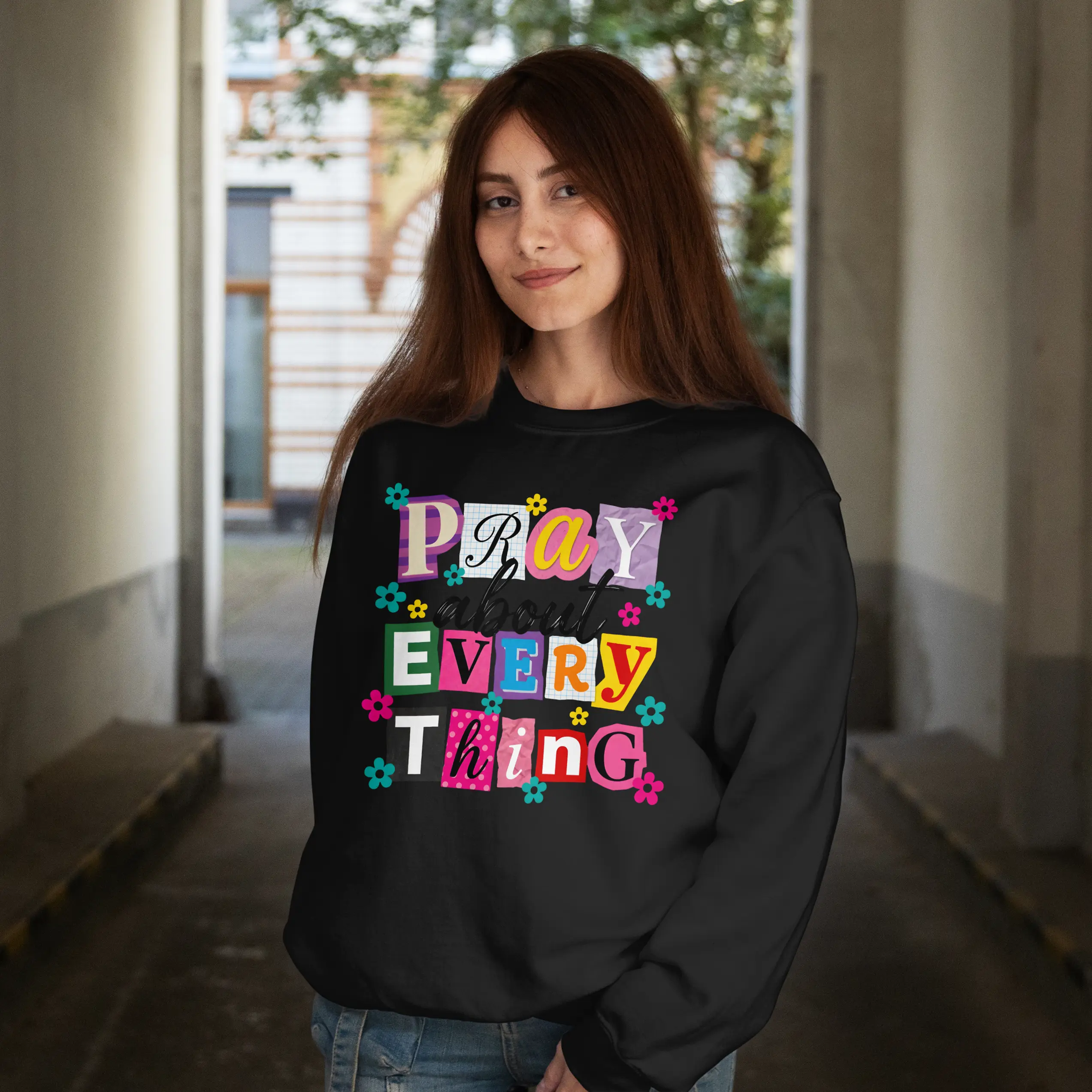 Pray About Everything - Philippians 4:6 Bible Verse Sweatshirt DuoCreationZ