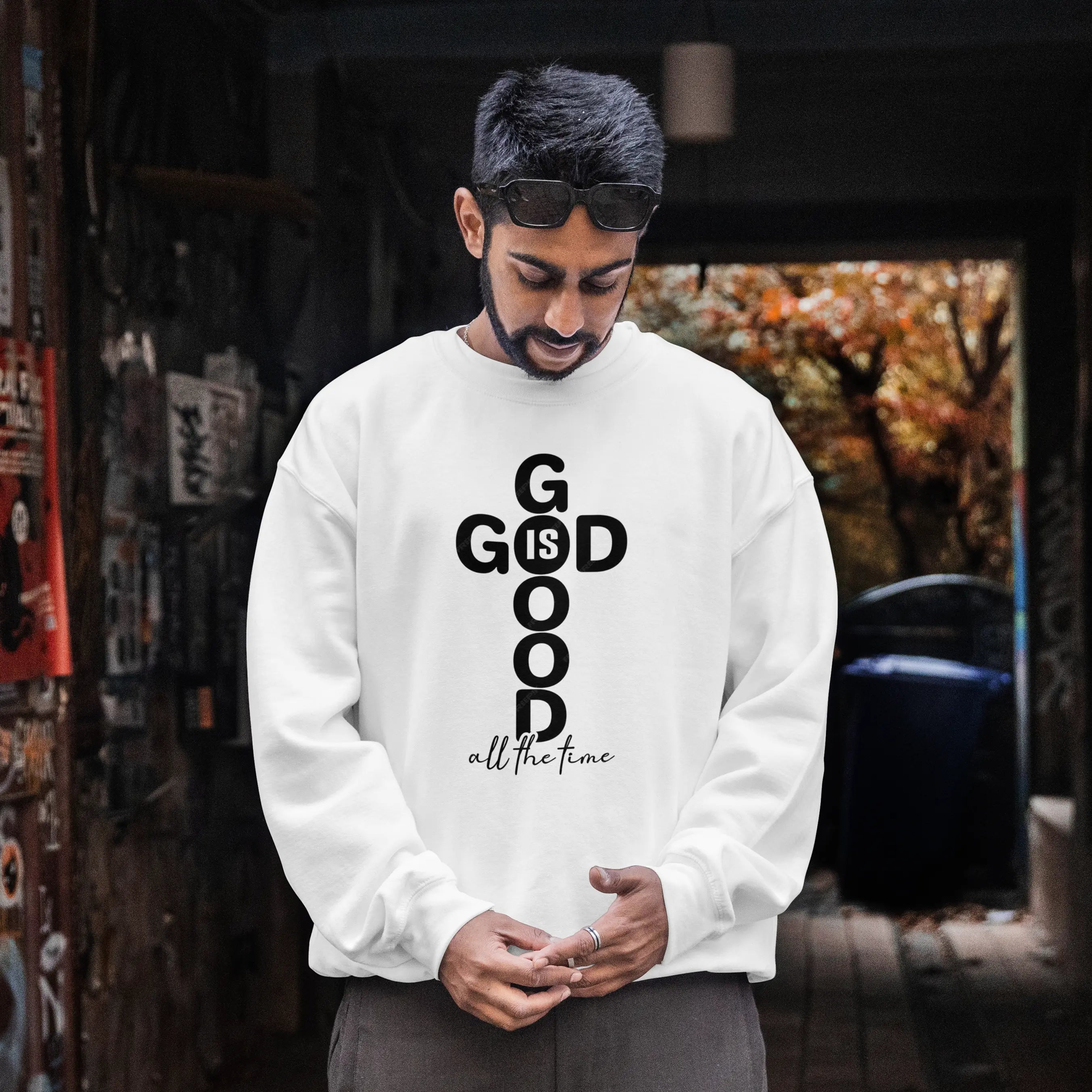 God Is Good Christian Cross sweatshirt, DuoCreationZ