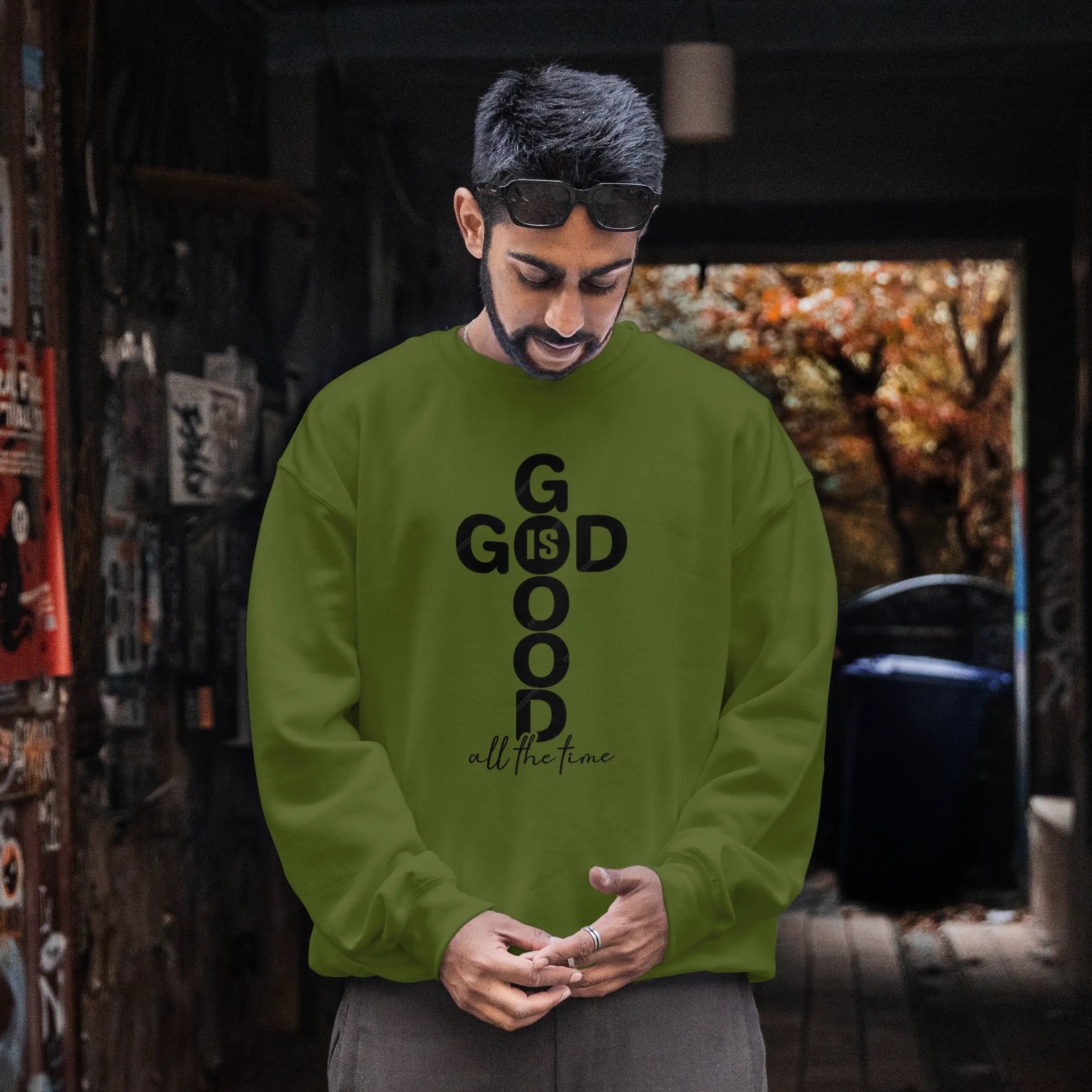 God Is Good Christian Cross sweatshirt, DuoCreationZ