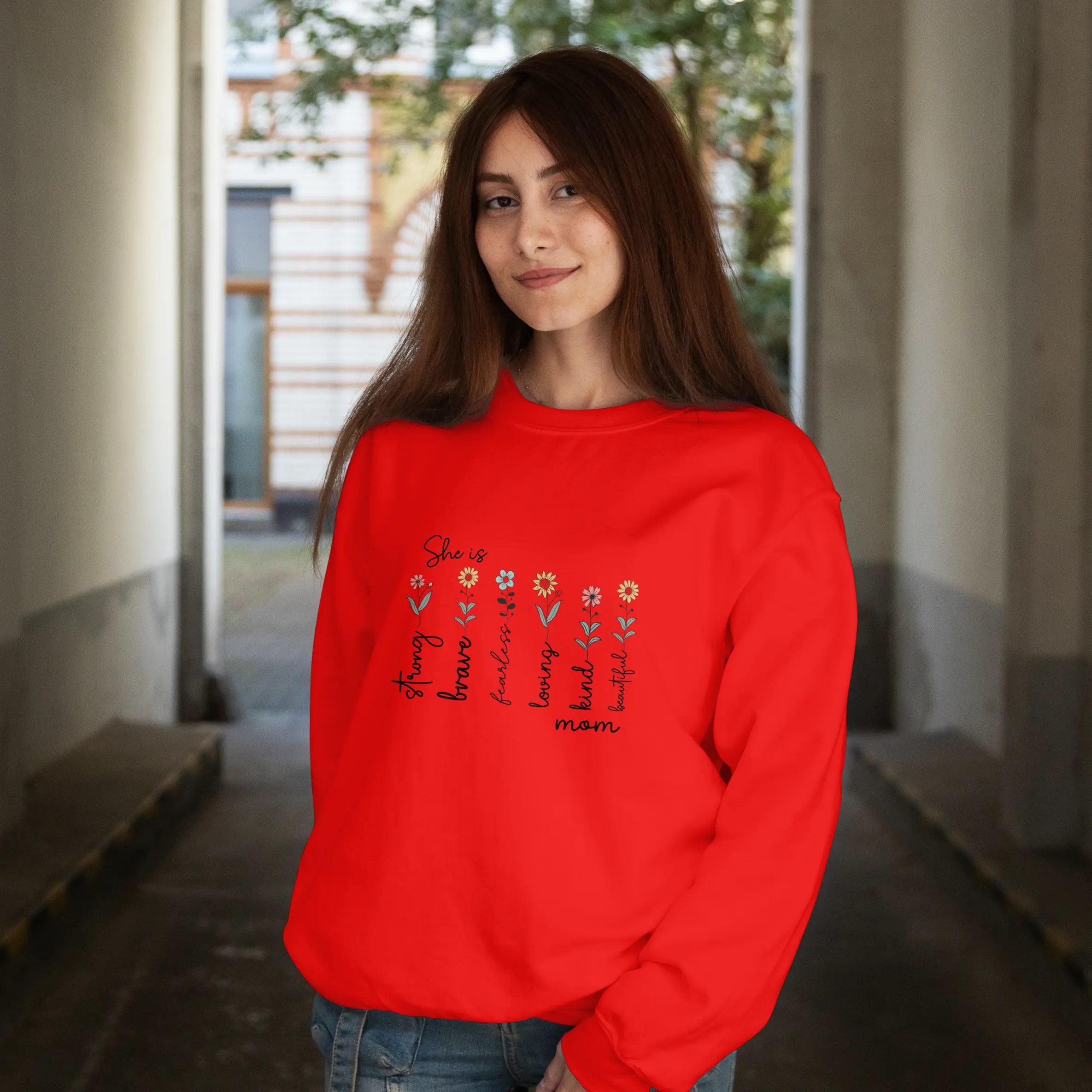 Mother's Day – She is Strong Brave Graphic Sweatshirt DuoCreationZ