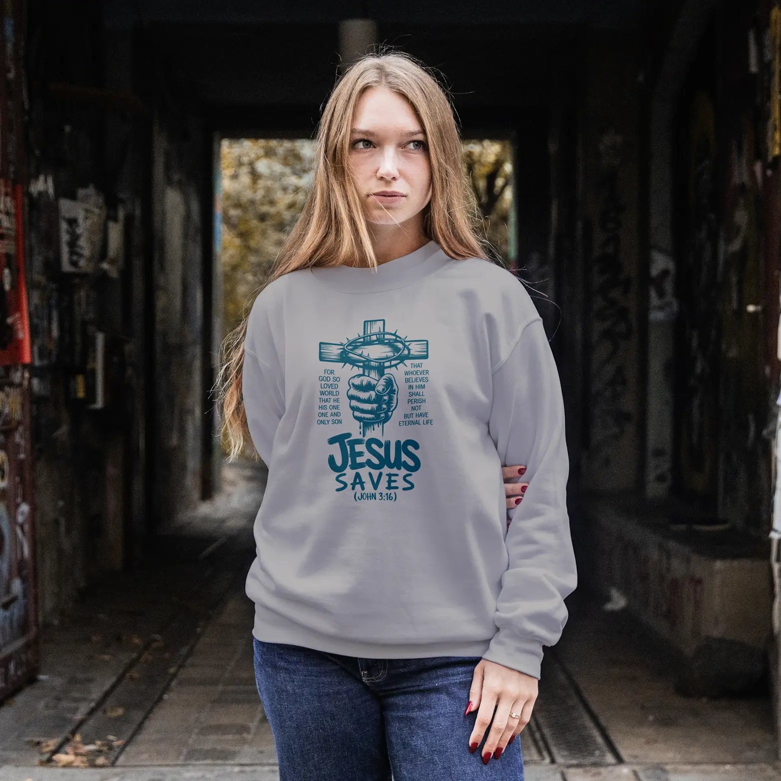 Jesus saves John 3:16 sweatshirt DuoCreationZ