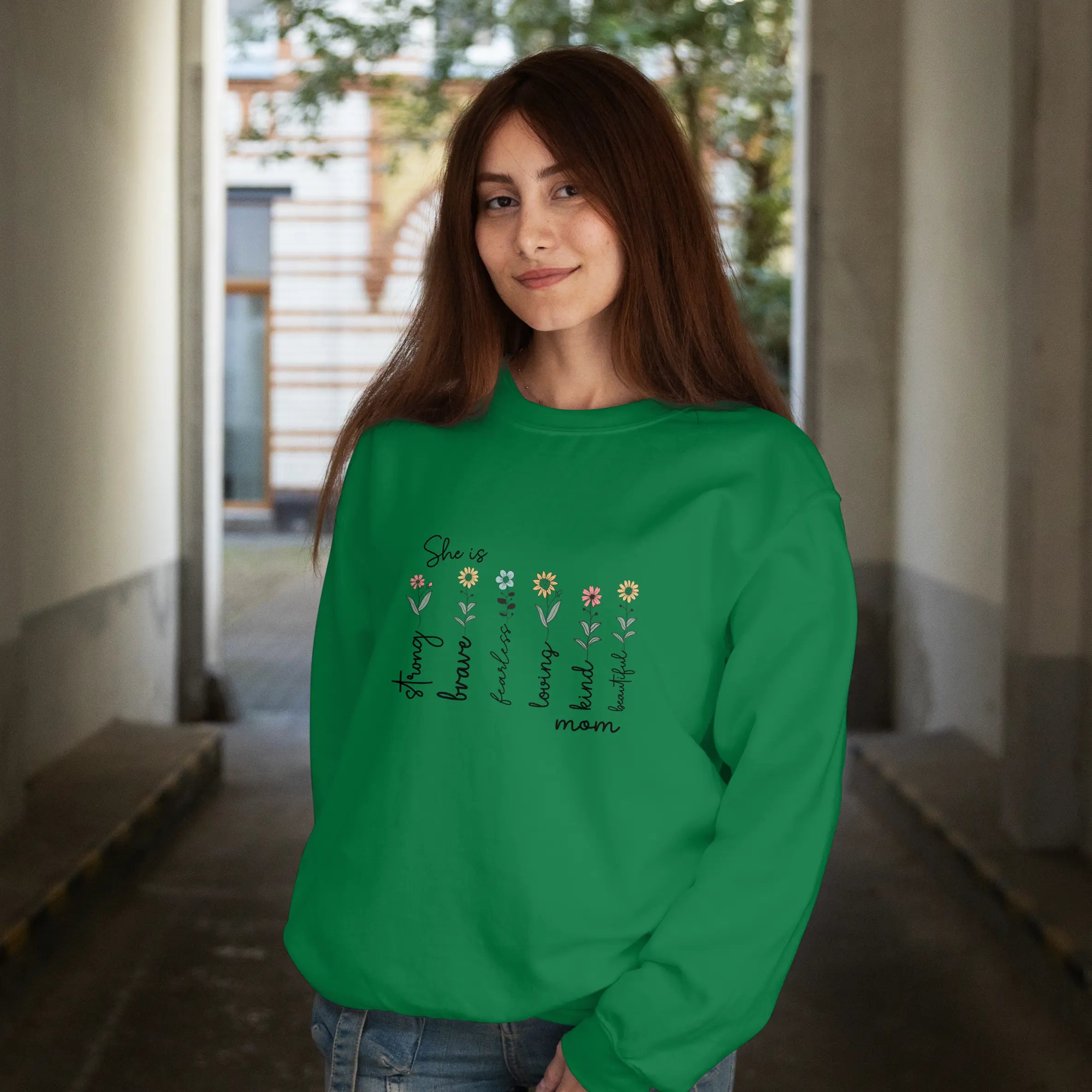 Mother's Day – She is Strong Brave Graphic Sweatshirt DuoCreationZ
