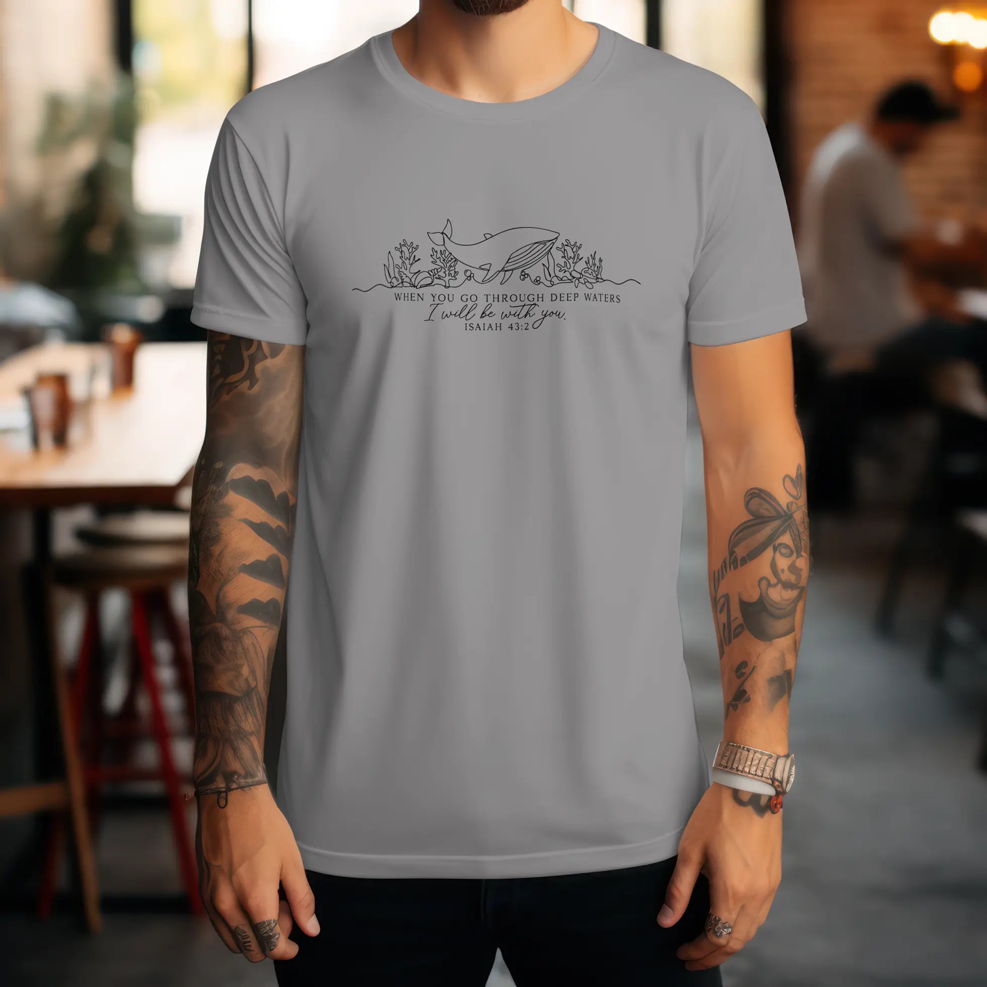 When You Go Through Deep Waters Shirts, Cute Bible Verses Shirts, Faith Shirts, Christian Shirt, Summer Faith Shirts, Ocean Lover Gift Shir DuoCreationZ