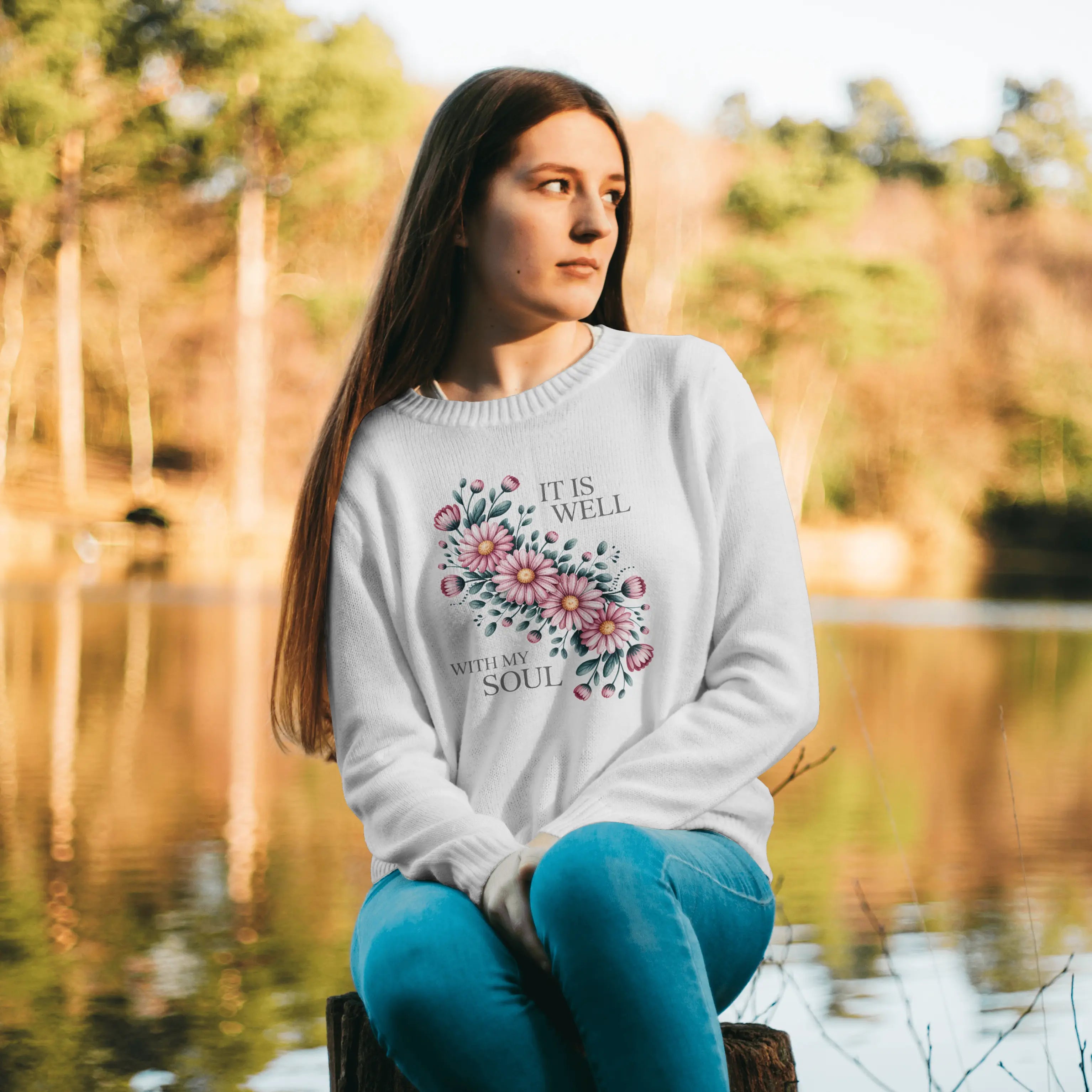 It is Well with My Soul Floral Graphic Sweatshirt DuoCreationZ