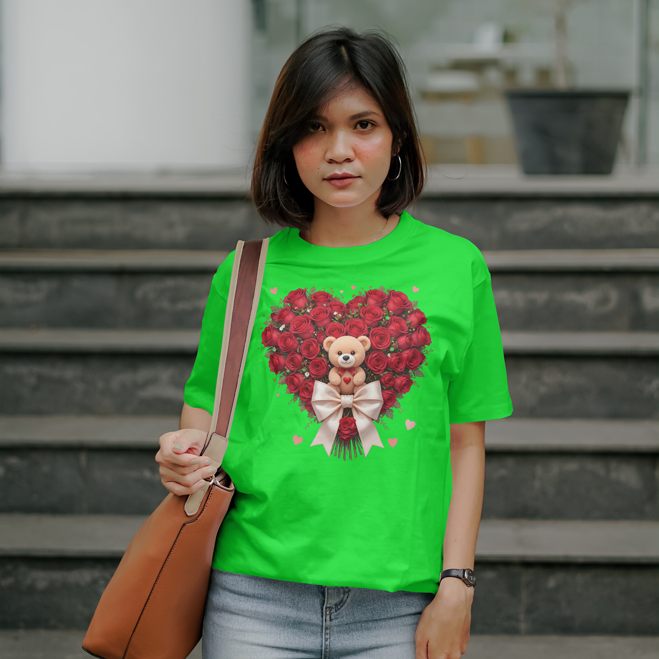 Valentine's Days Teddy Bear with roses T shirt