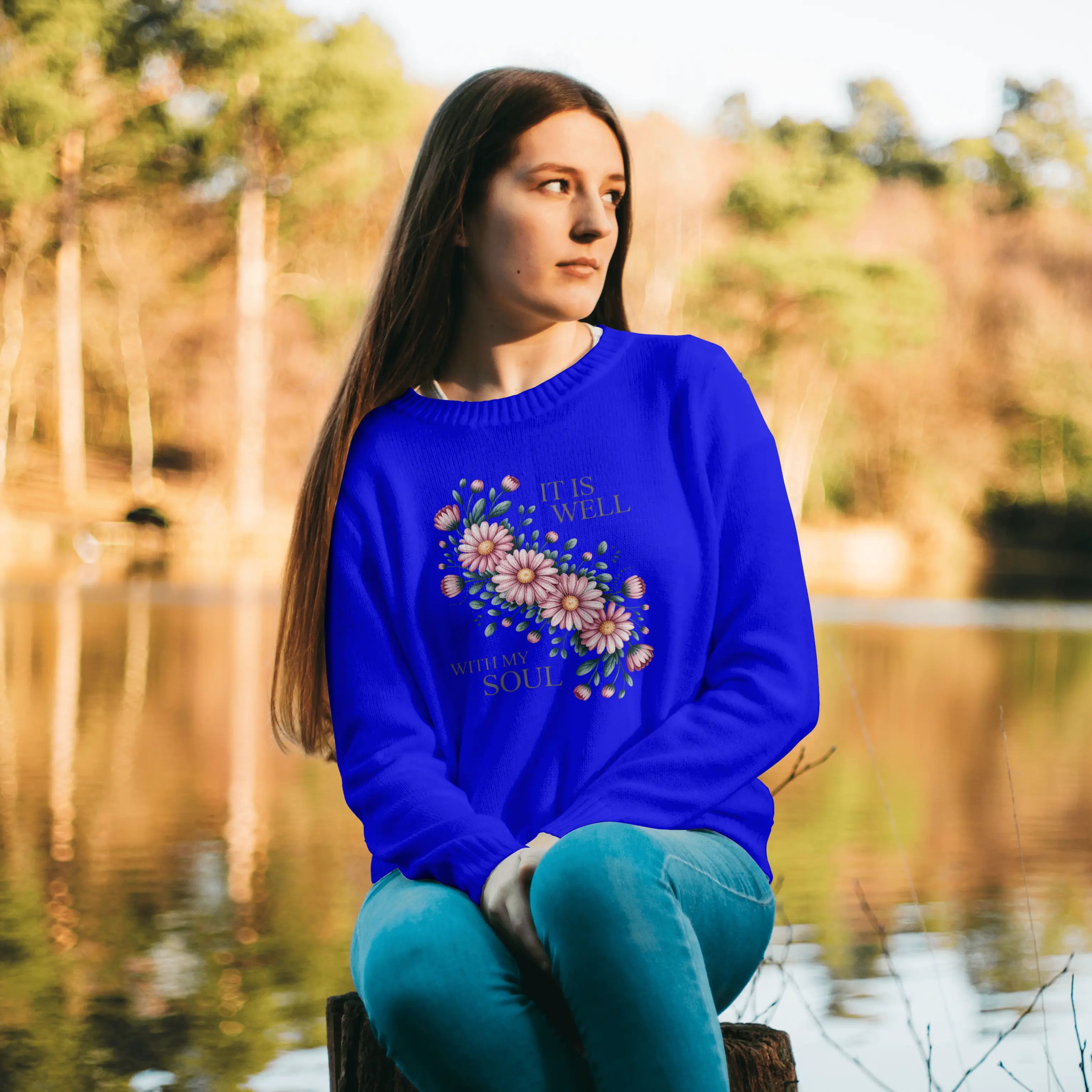 It is Well with My Soul Floral Graphic Sweatshirt DuoCreationZ