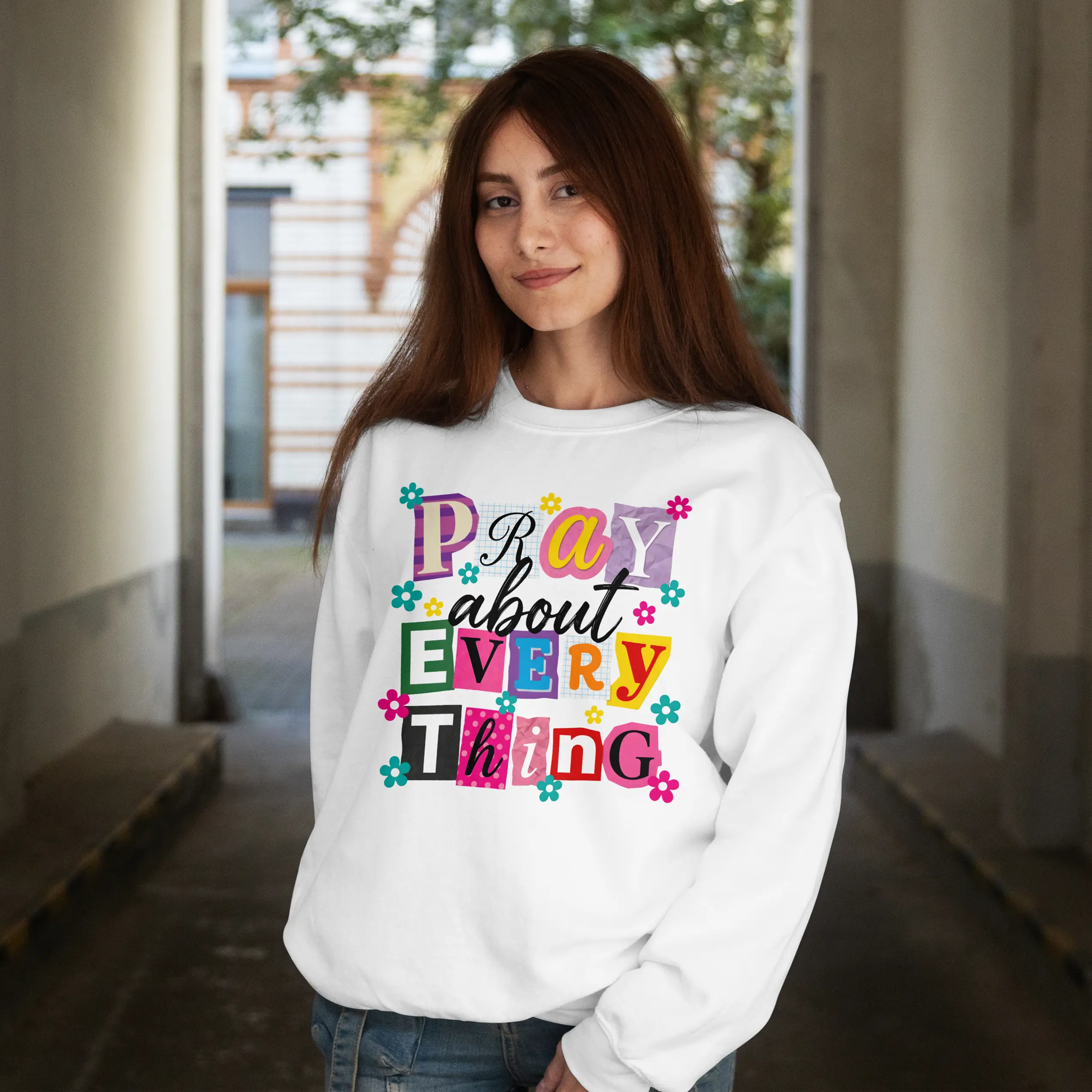 Pray About Everything - Philippians 4:6 Bible Verse Sweatshirt DuoCreationZ