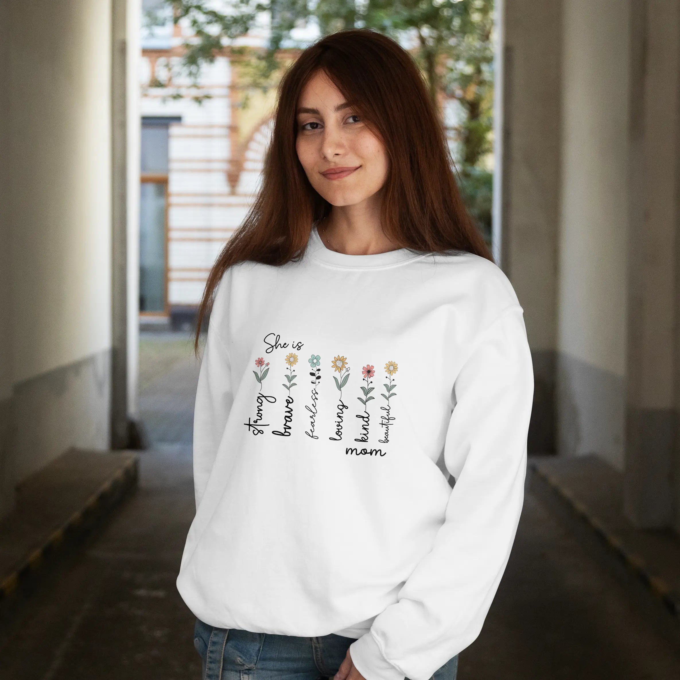 Mother's Day – She is Strong Brave Graphic Sweatshirt DuoCreationZ