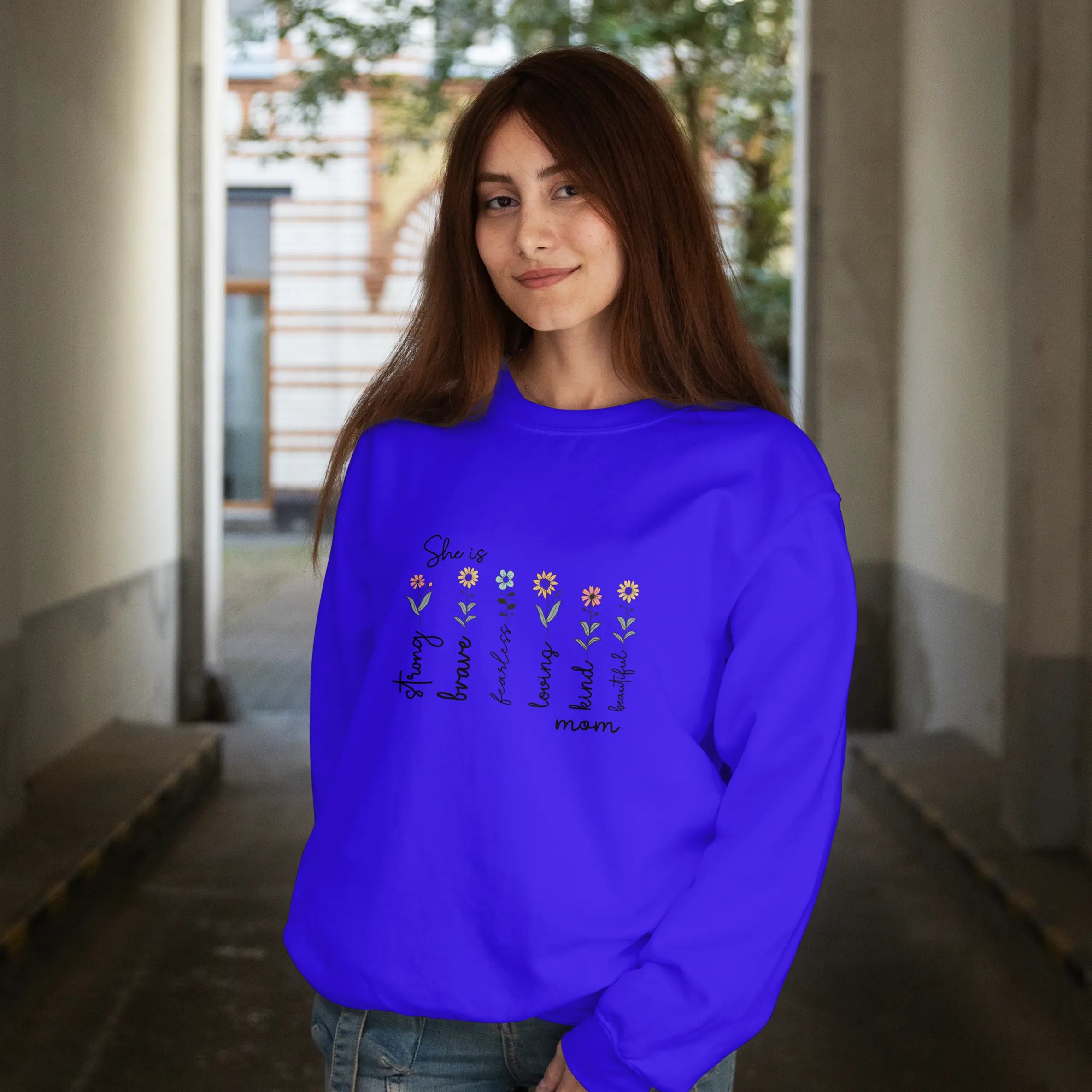 Mother's Day – She is Strong Brave Graphic Sweatshirt DuoCreationZ