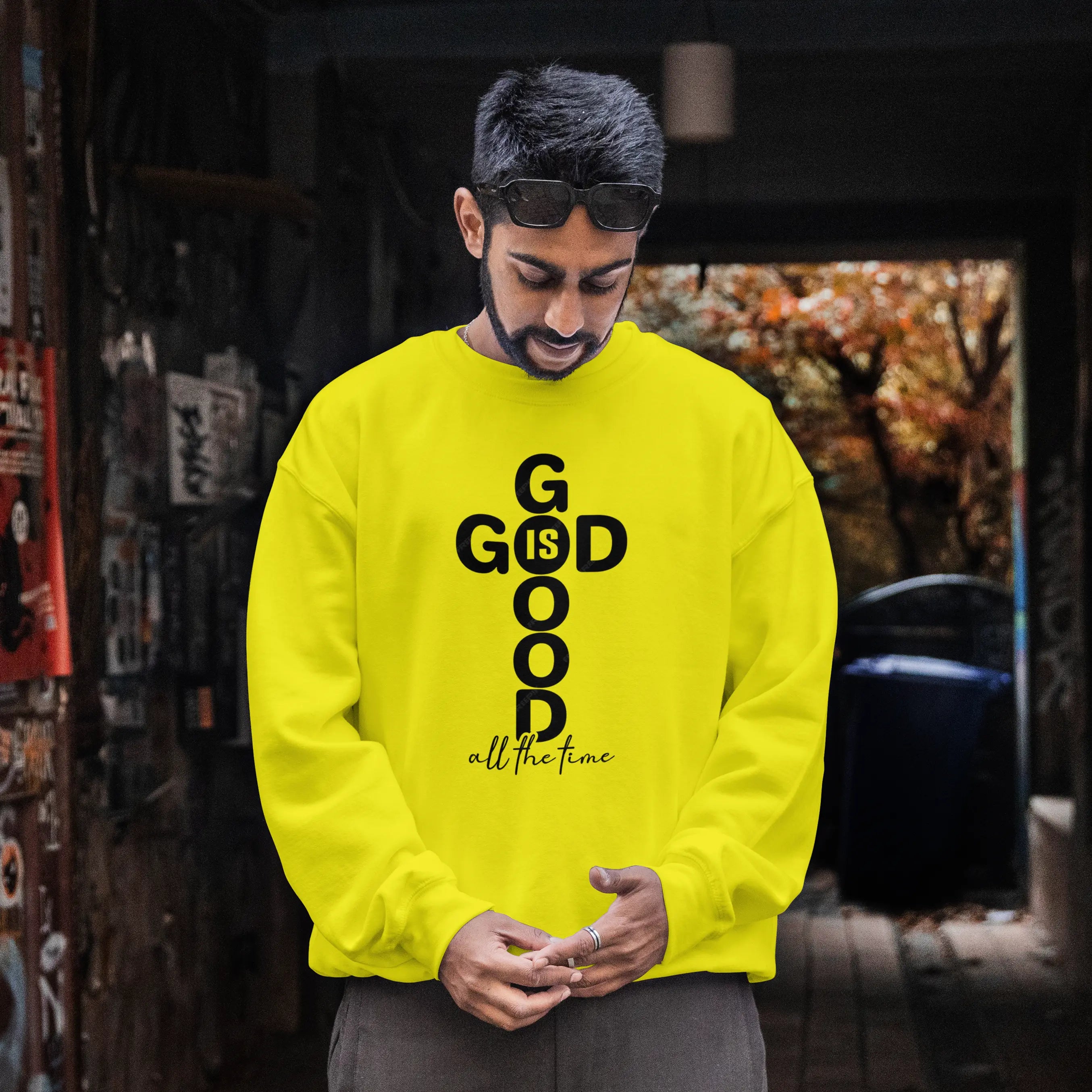 God Is Good Christian Cross sweatshirt, DuoCreationZ
