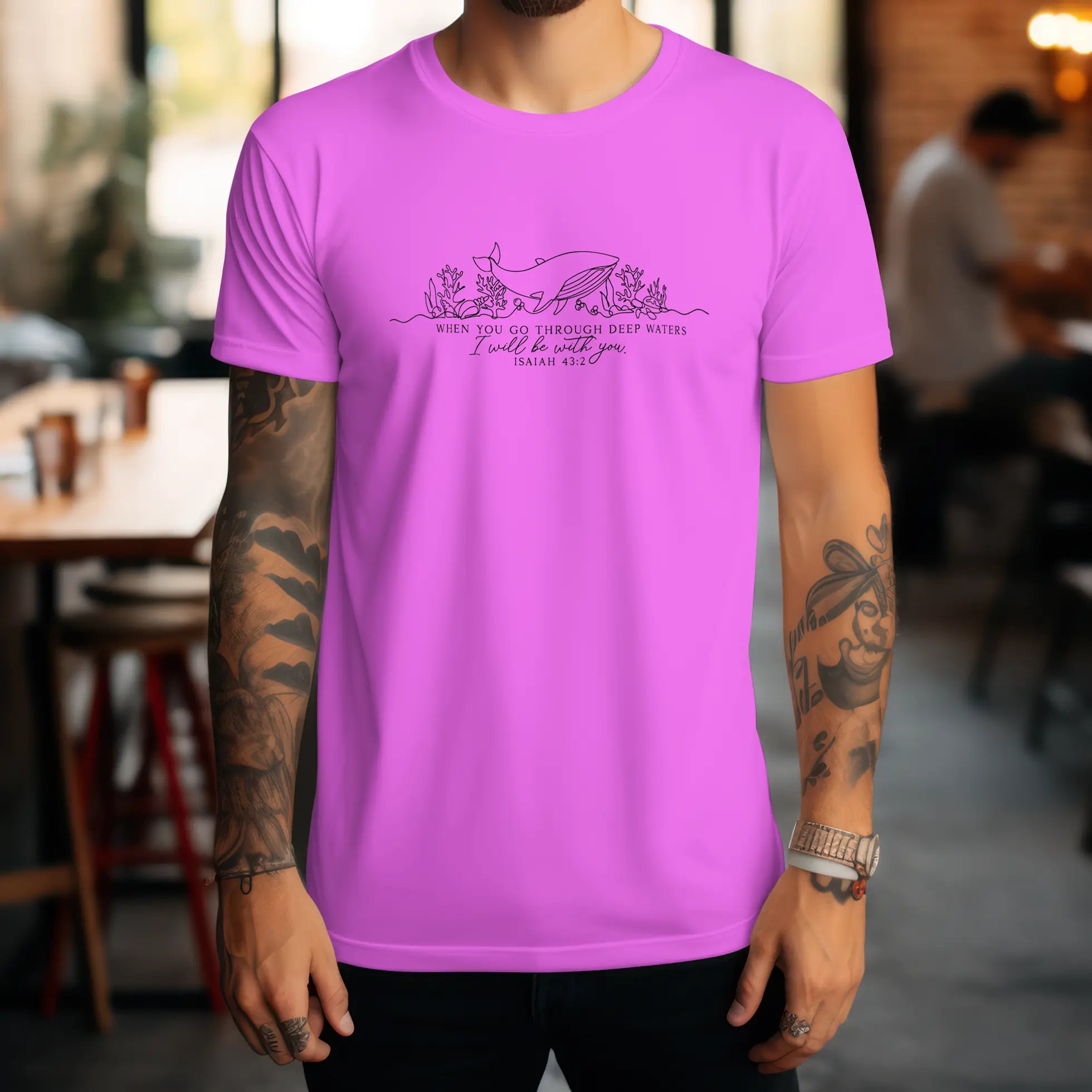 When You Go Through Deep Waters Shirts, Cute Bible Verses Shirts, Faith Shirts, Christian Shirt, Summer Faith Shirts, Ocean Lover Gift Shir DuoCreationZ