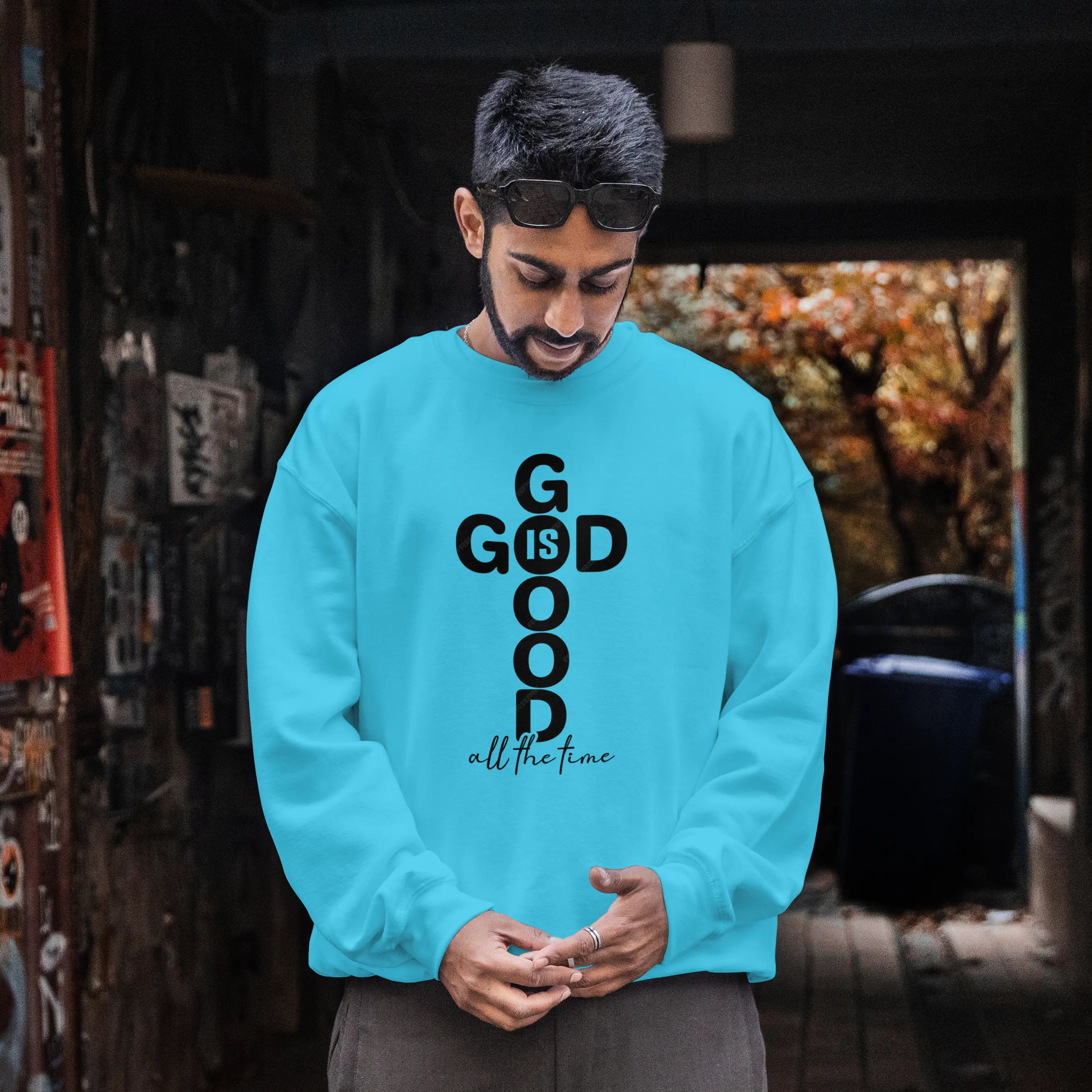 God Is Good Christian Cross sweatshirt, DuoCreationZ