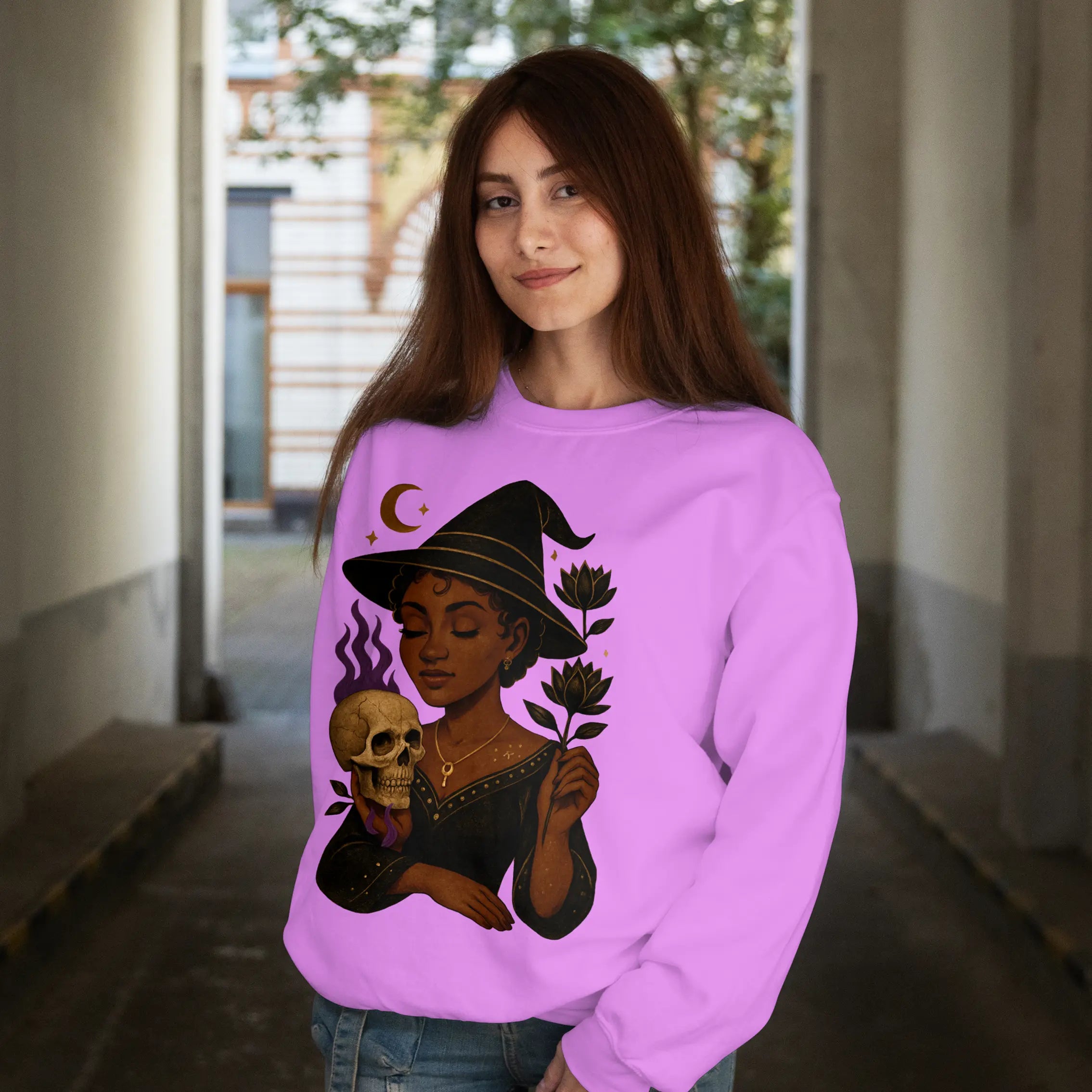 Witchy Lady Skull Sweatshirt Duo Creation