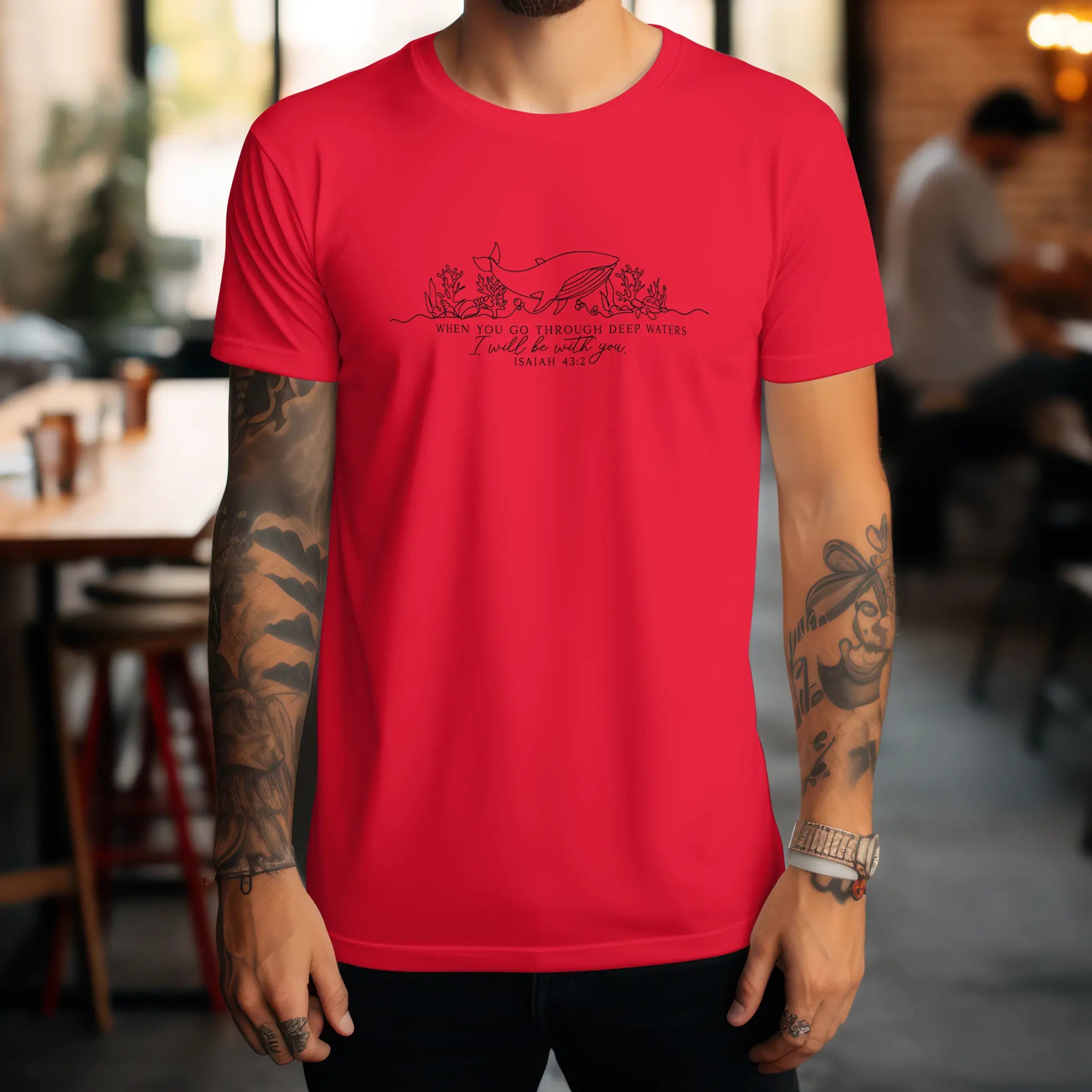 When You Go Through Deep Waters Shirts, Cute Bible Verses Shirts, Faith Shirts, Christian Shirt, Summer Faith Shirts, Ocean Lover Gift Shir DuoCreationZ