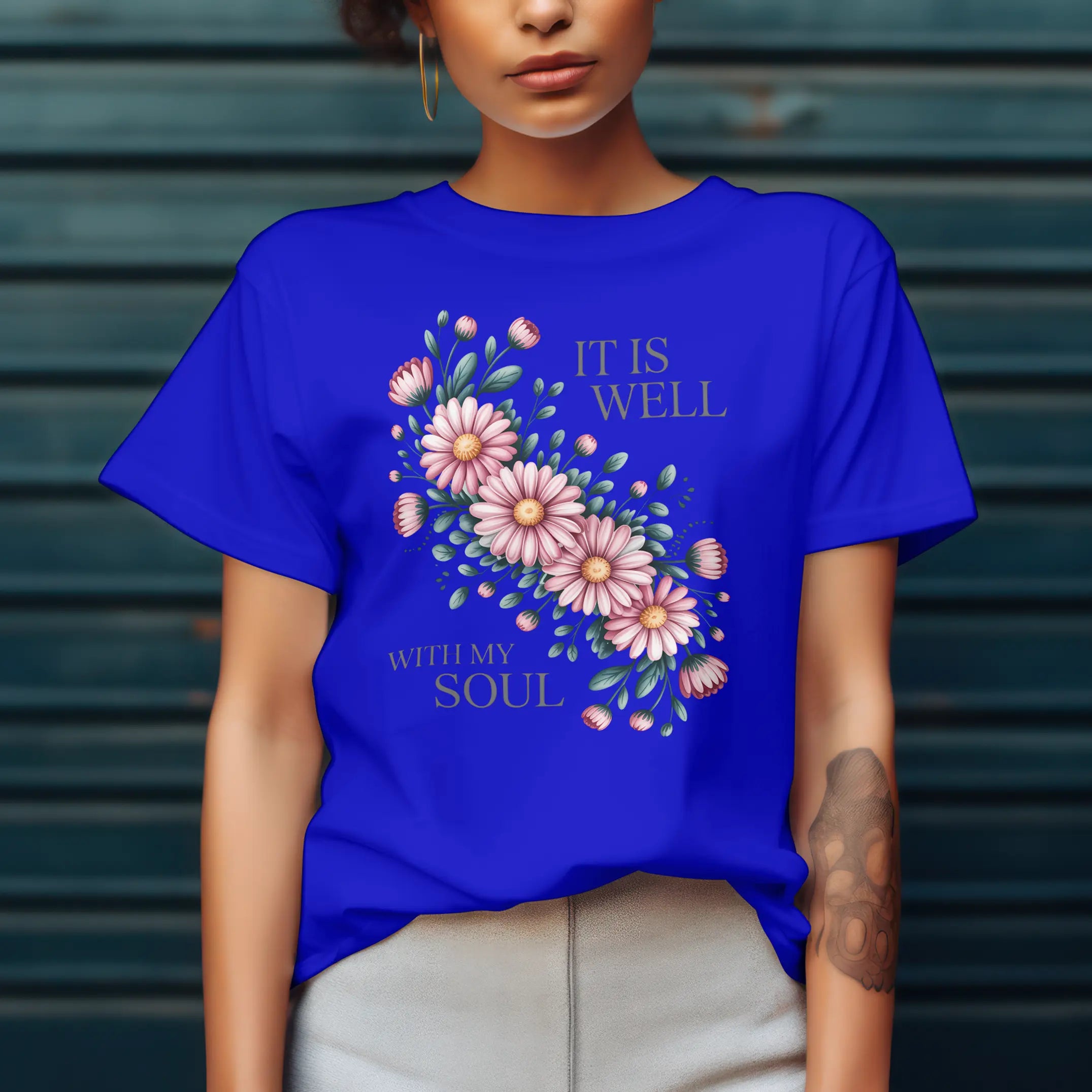 It is Well with My Soul Floral Graphic T Shirt DuoCreationZ
