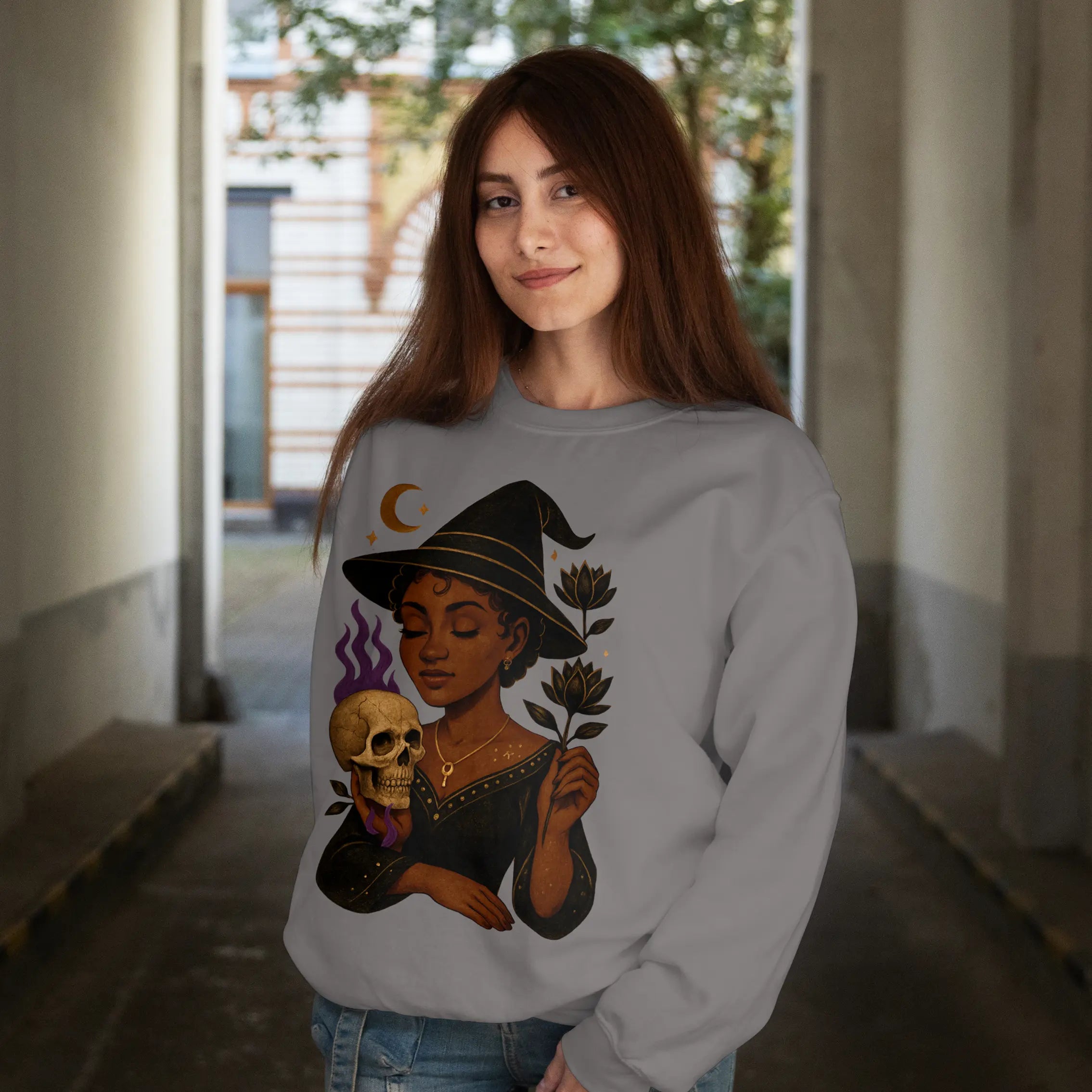 Witchy Lady Skull Sweatshirt Duo Creation