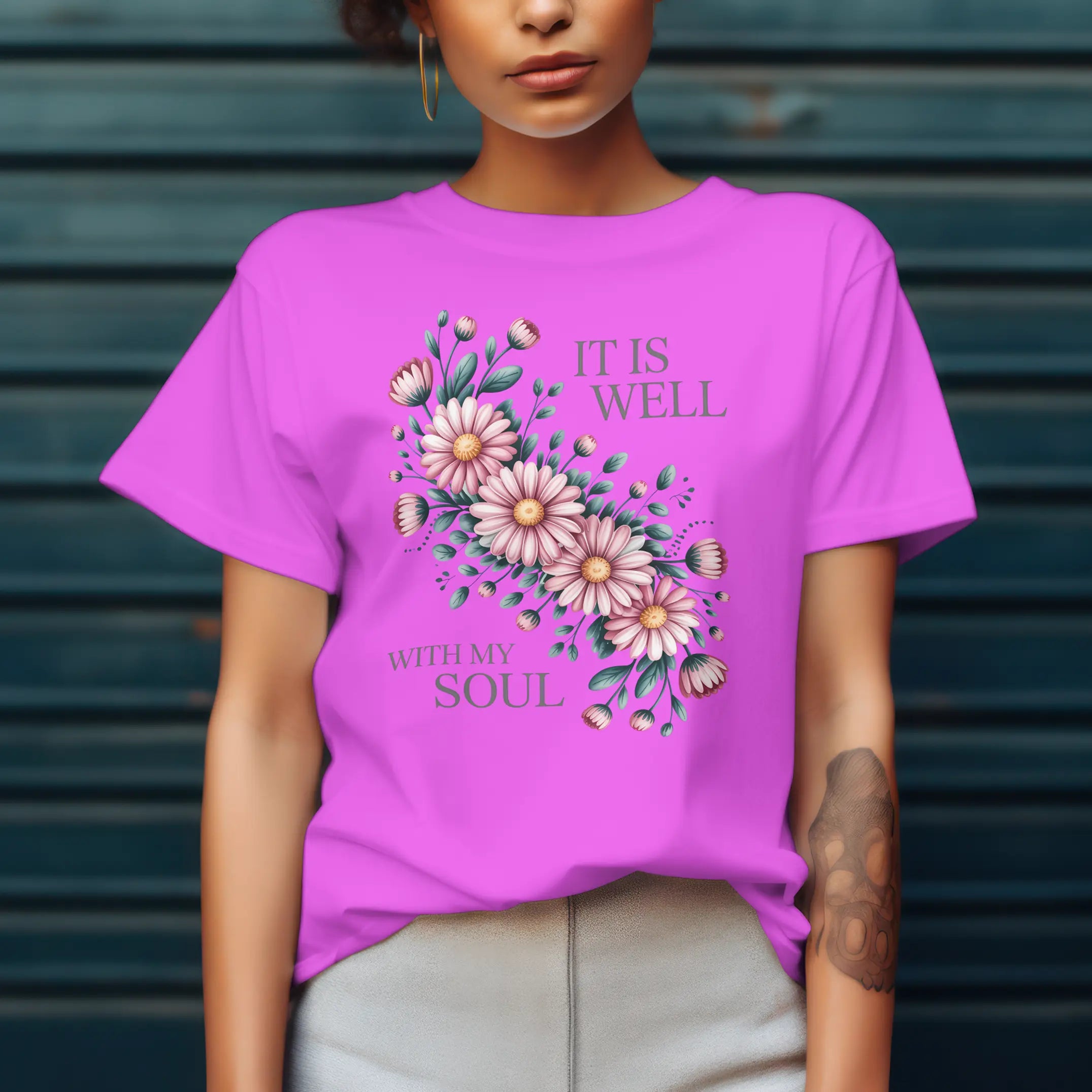 It is Well with My Soul Floral Graphic T Shirt DuoCreationZ