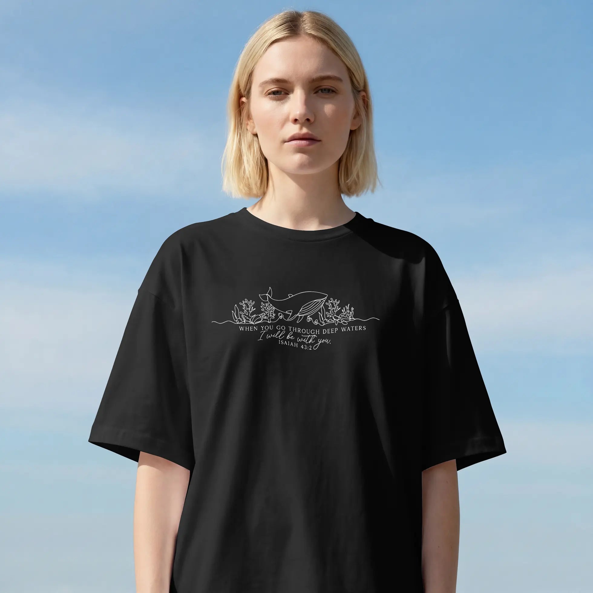 When You Go Through Deep Waters Shirts, Cute Bible Verses Shirts, Faith Shirts, Christian Shirt, Summer Faith Shirts, Ocean Lover Gift Shir DuoCreationZ
