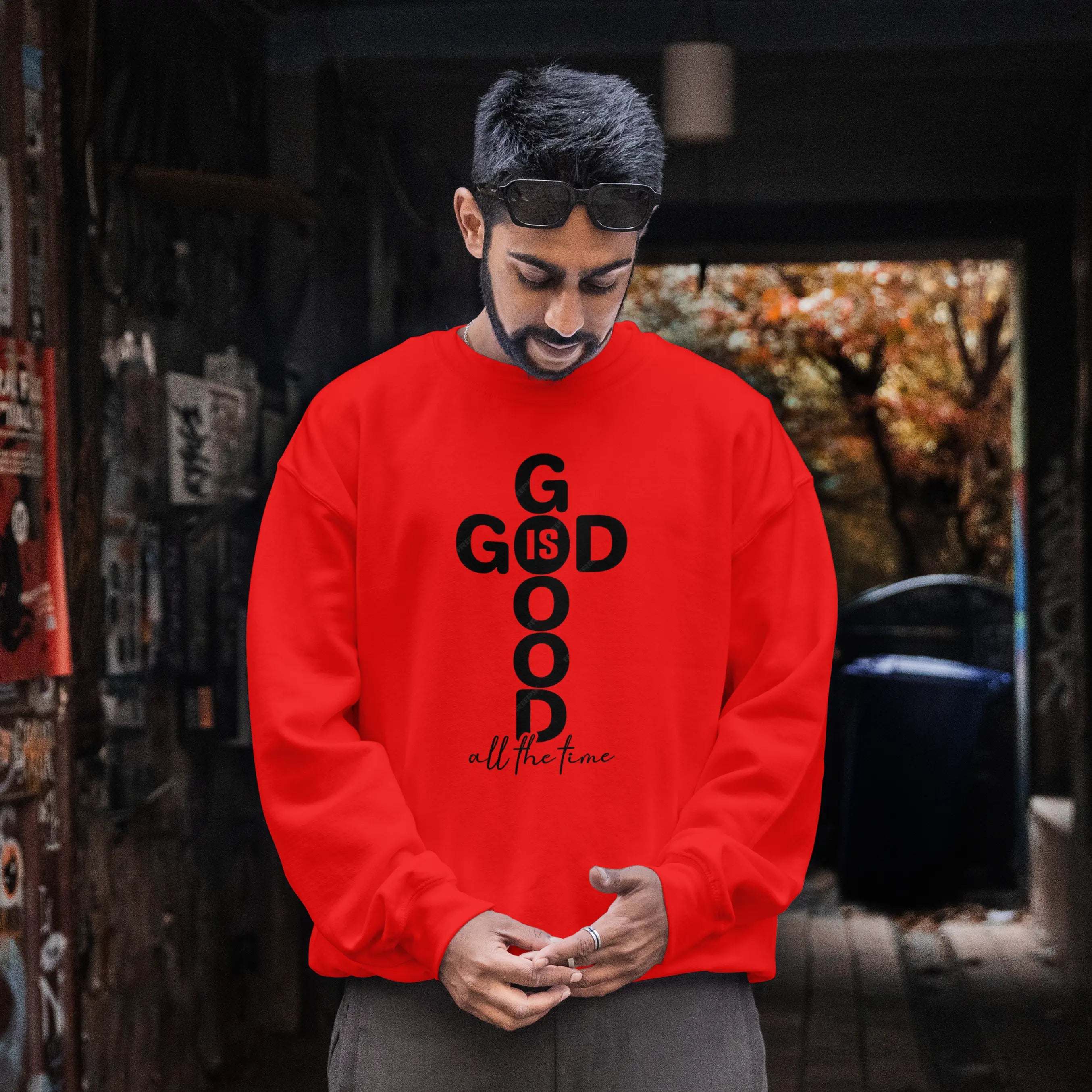 God Is Good Christian Cross sweatshirt, DuoCreationZ
