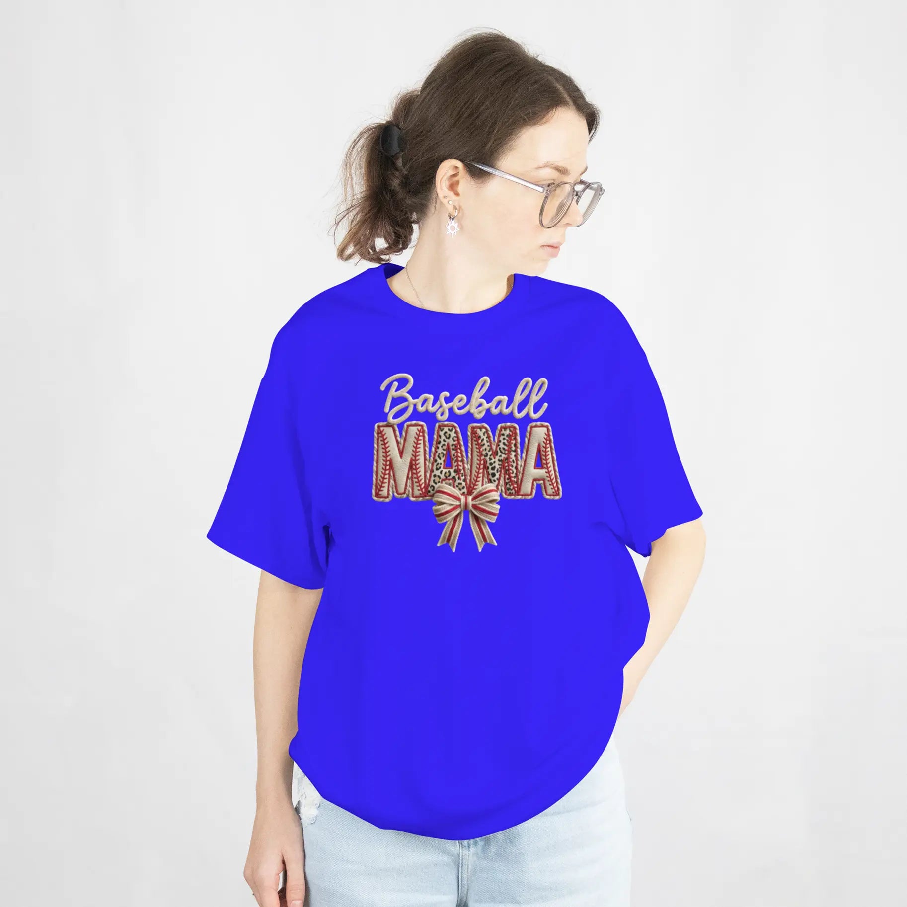 Baseball Mama Girly Baseball Bow Graphic T Shirt DuoCreationZ