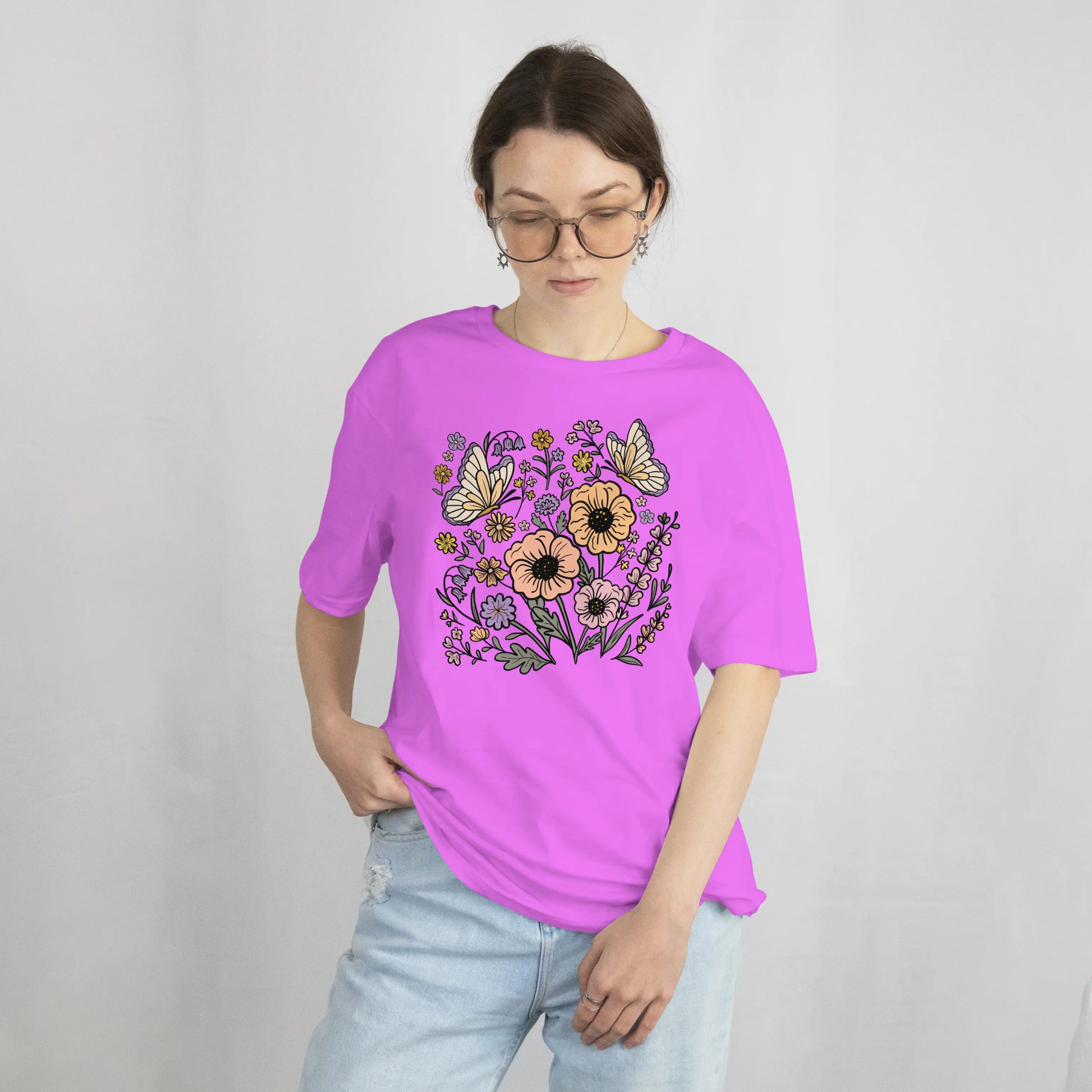 Wildflower Butterfly Floral T Shirt DuoCreationZ