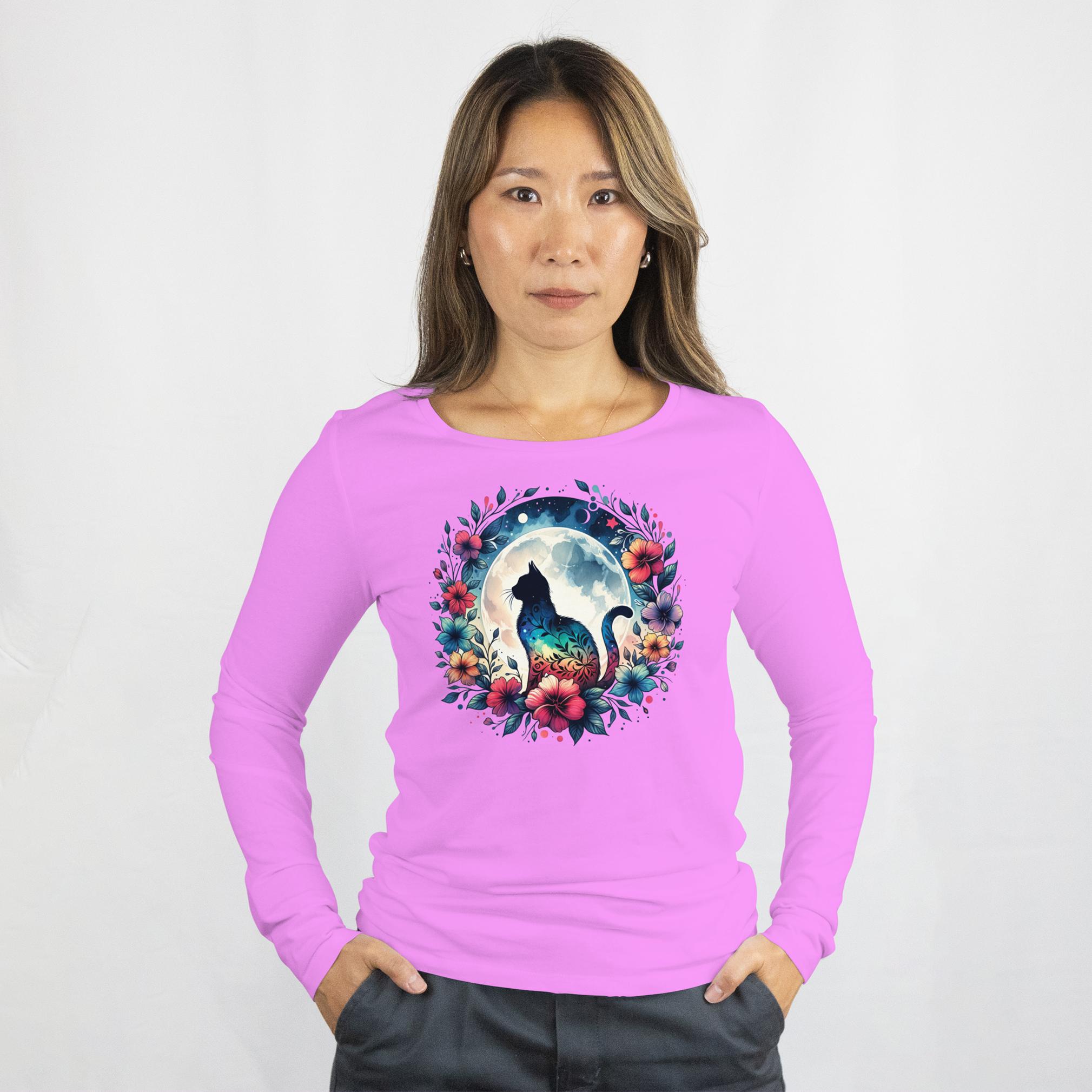 The mystical floral moon cat Sweatshirt