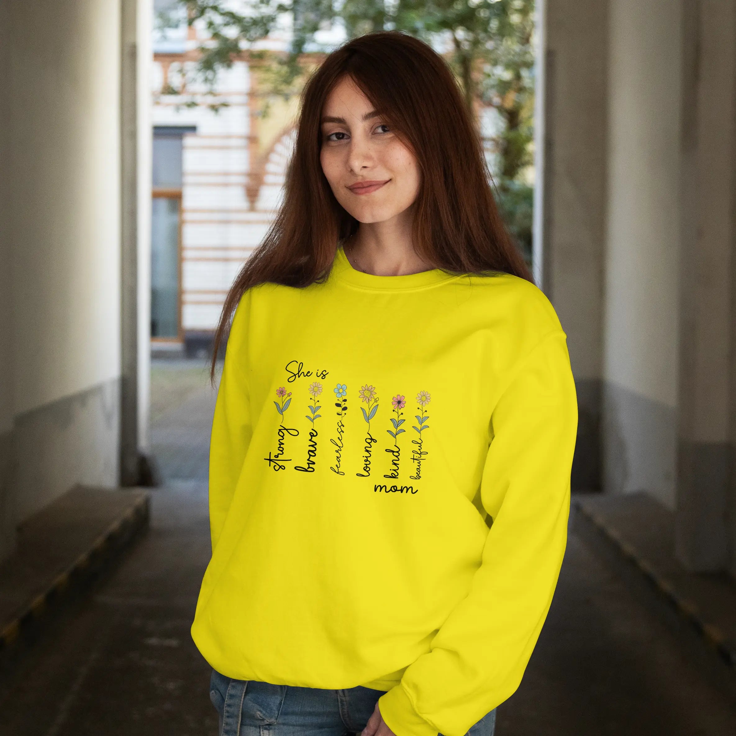 Mother's Day – She is Strong Brave Graphic Sweatshirt DuoCreationZ