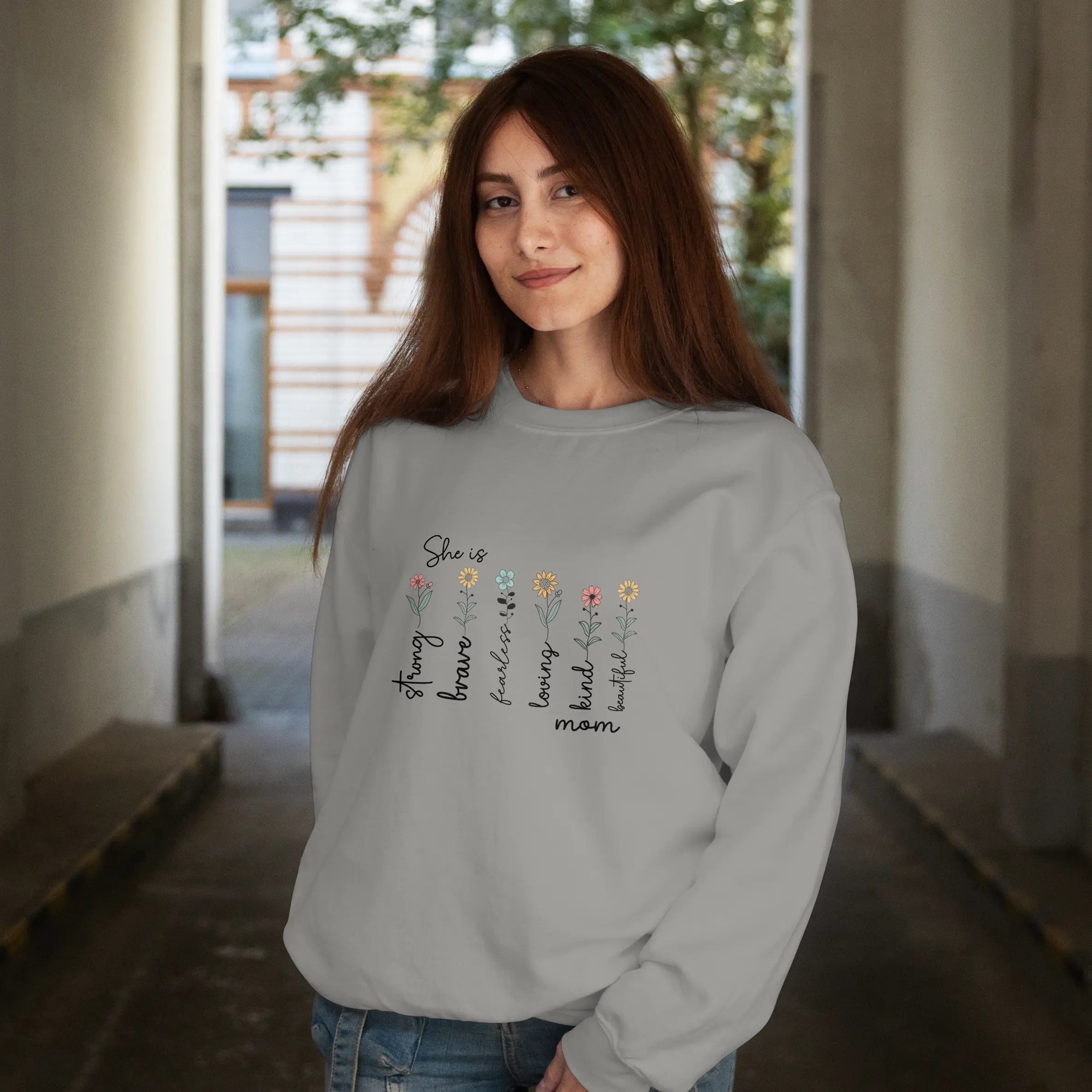 Mother's Day – She is Strong Brave Graphic Sweatshirt DuoCreationZ