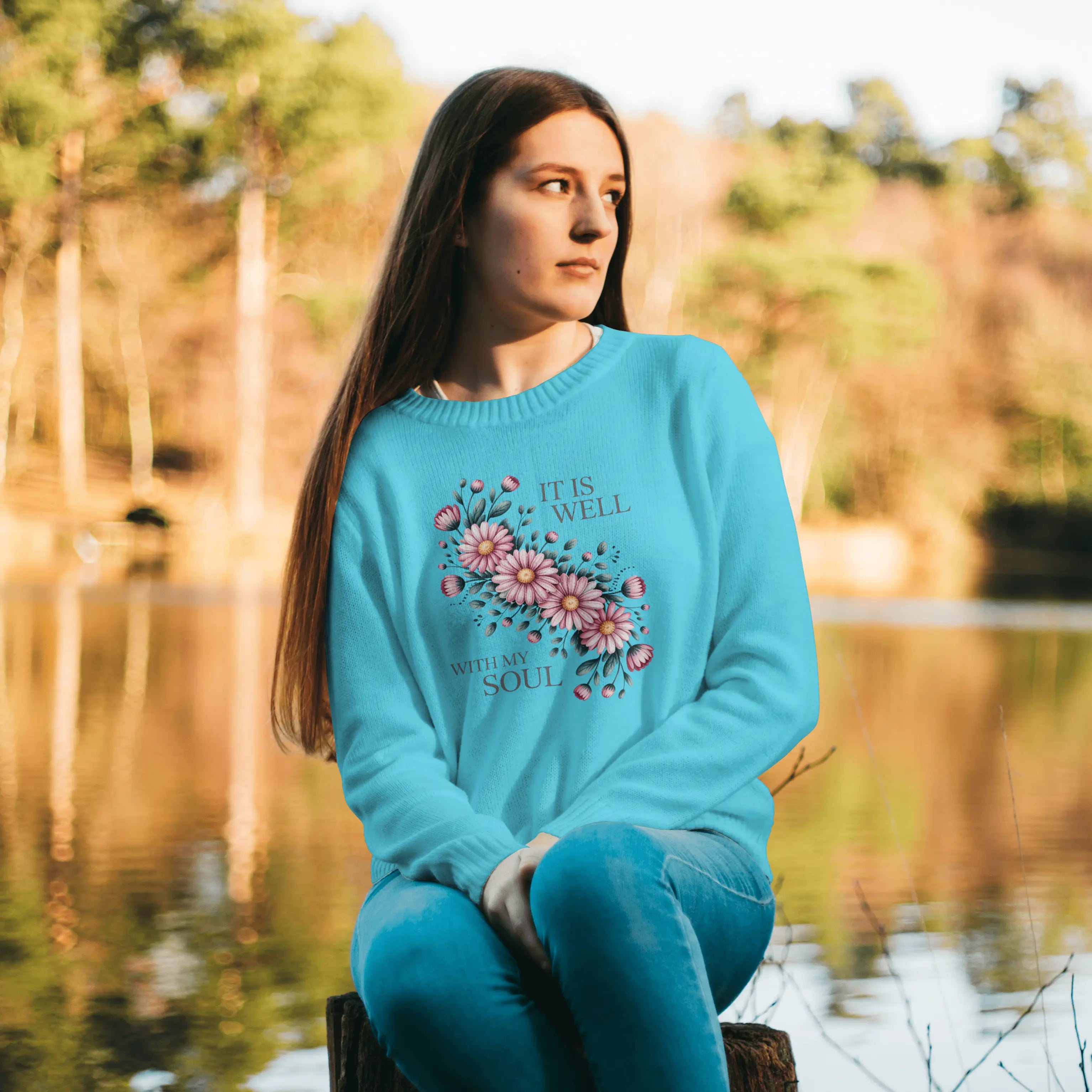 It is Well with My Soul Floral Graphic Sweatshirt DuoCreationZ