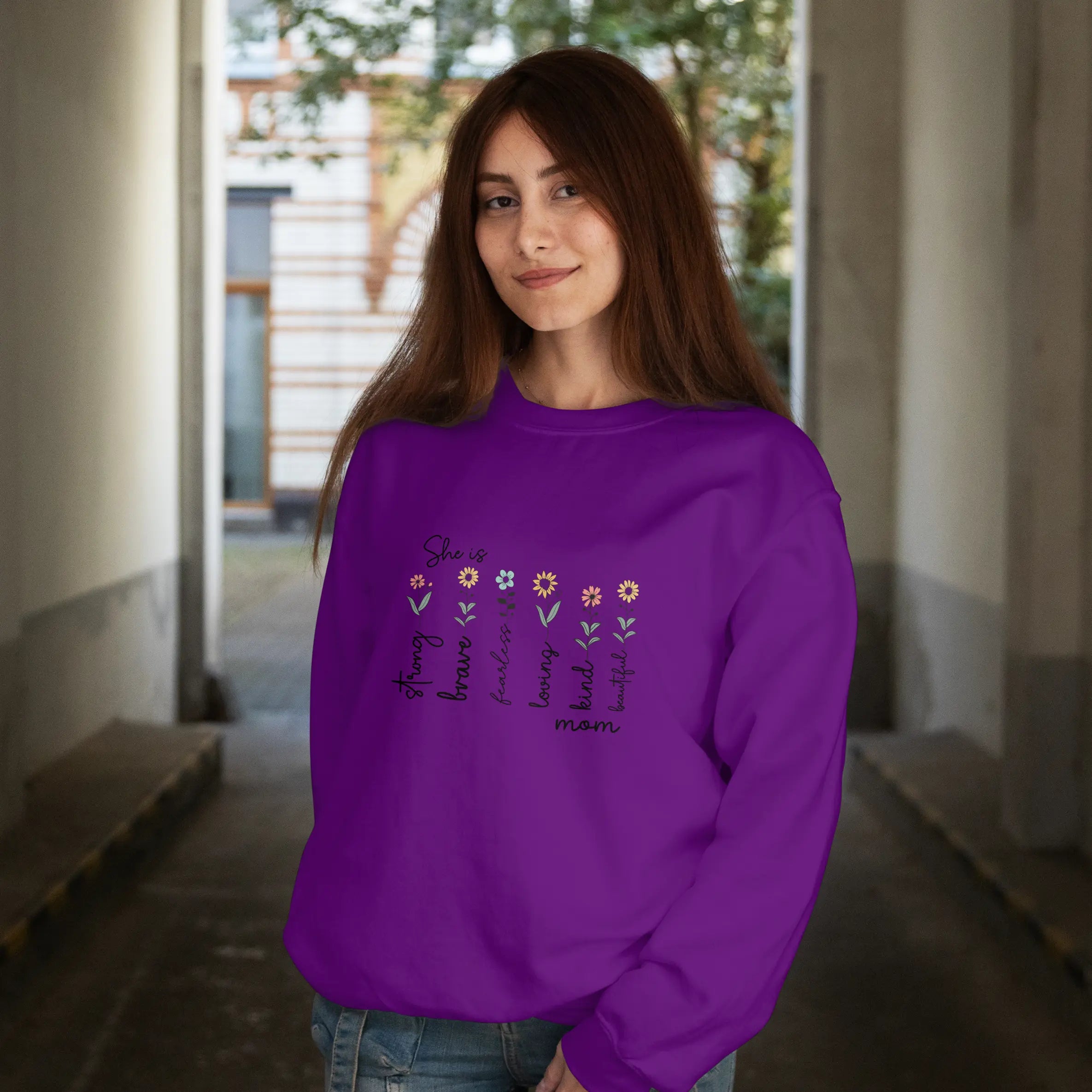 Mother's Day – She is Strong Brave Graphic Sweatshirt DuoCreationZ
