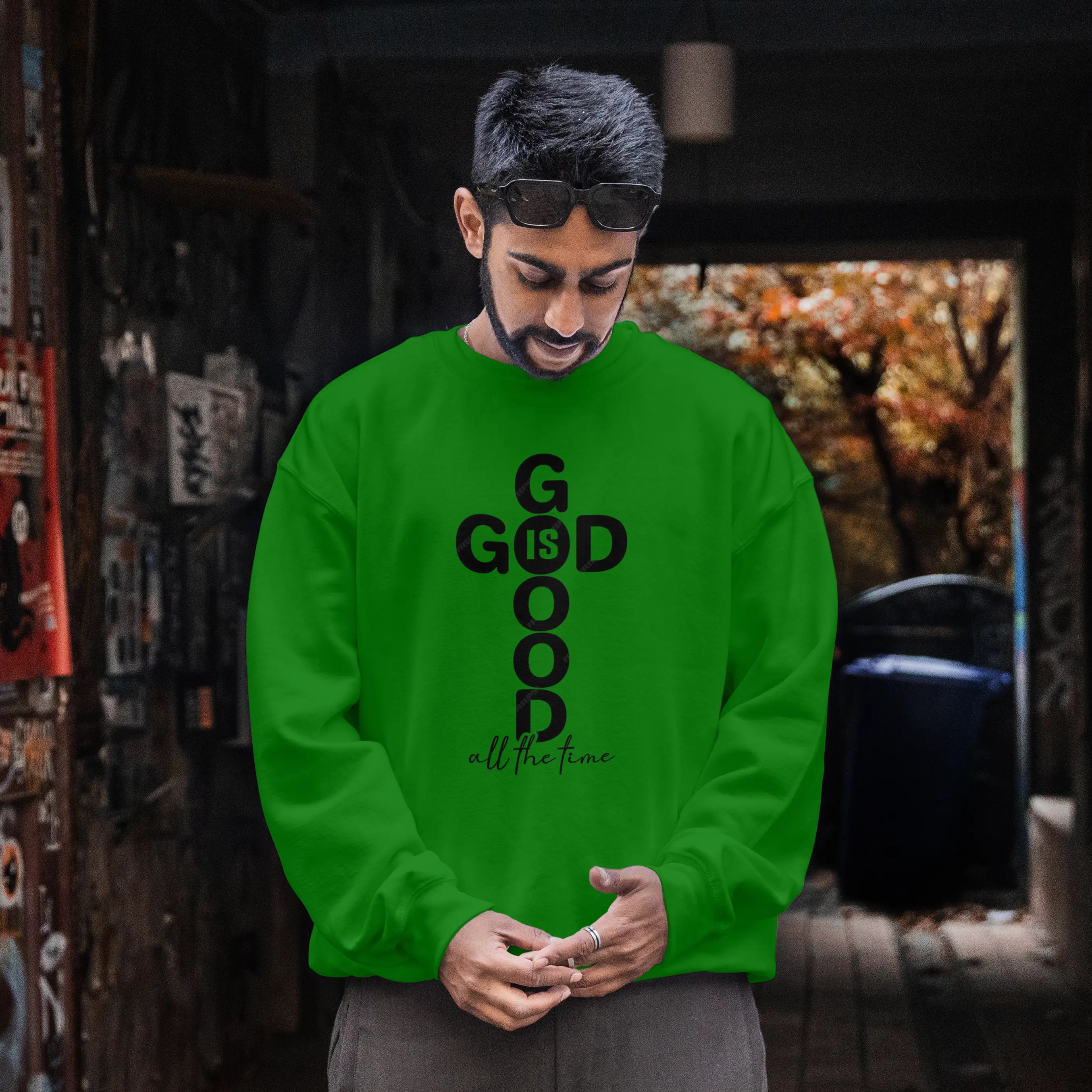 God Is Good Christian Cross sweatshirt, DuoCreationZ