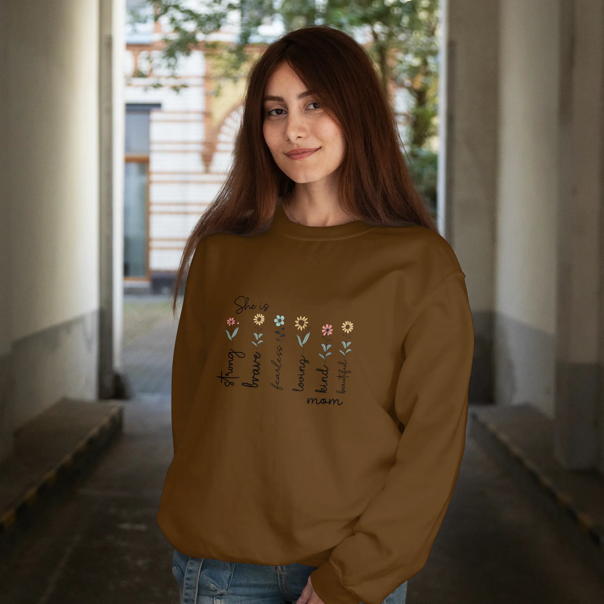 Mother's Day – She is Strong Brave Graphic Sweatshirt DuoCreationZ