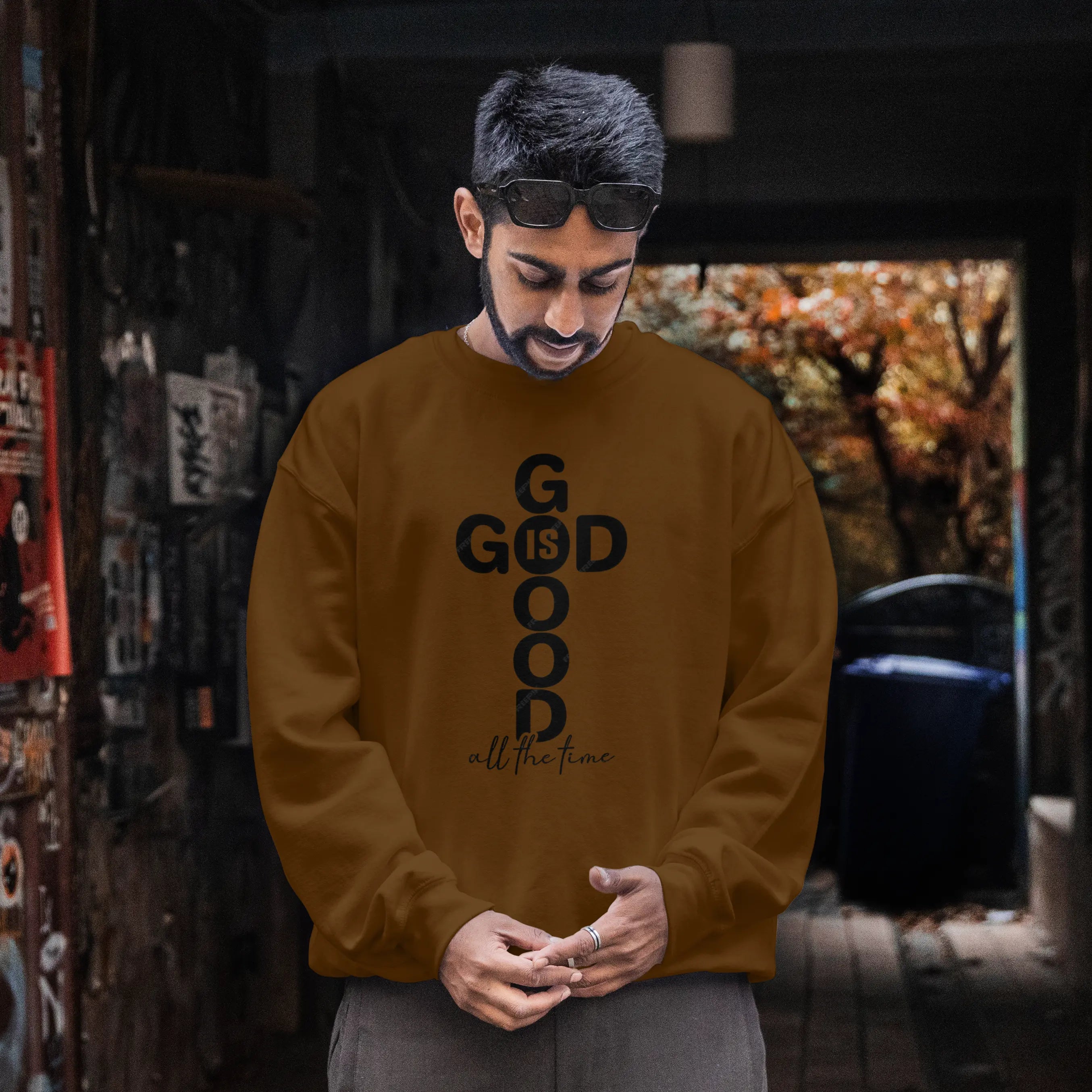 God Is Good Christian Cross sweatshirt, DuoCreationZ