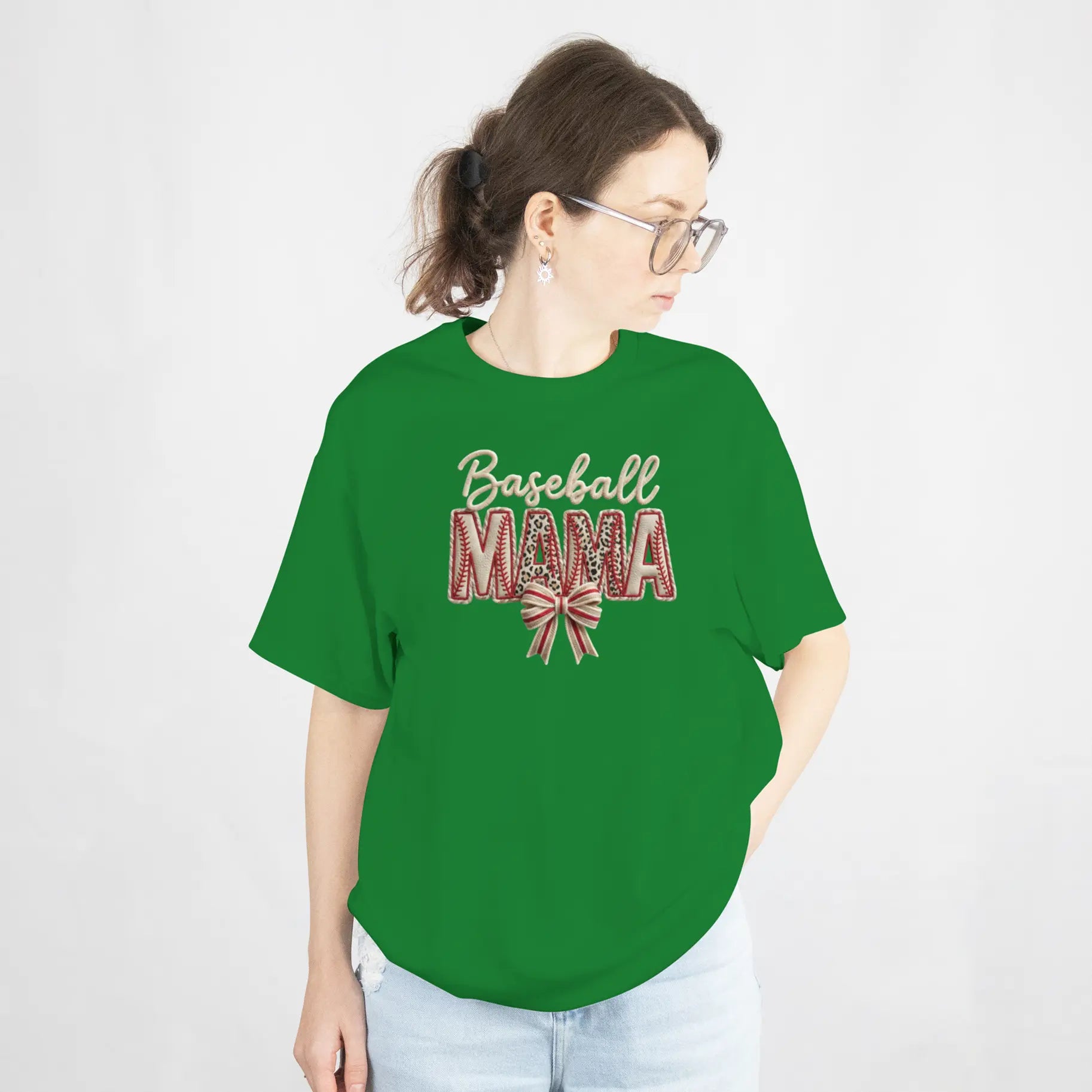 Baseball Mama Girly Baseball Bow Graphic T Shirt DuoCreationZ