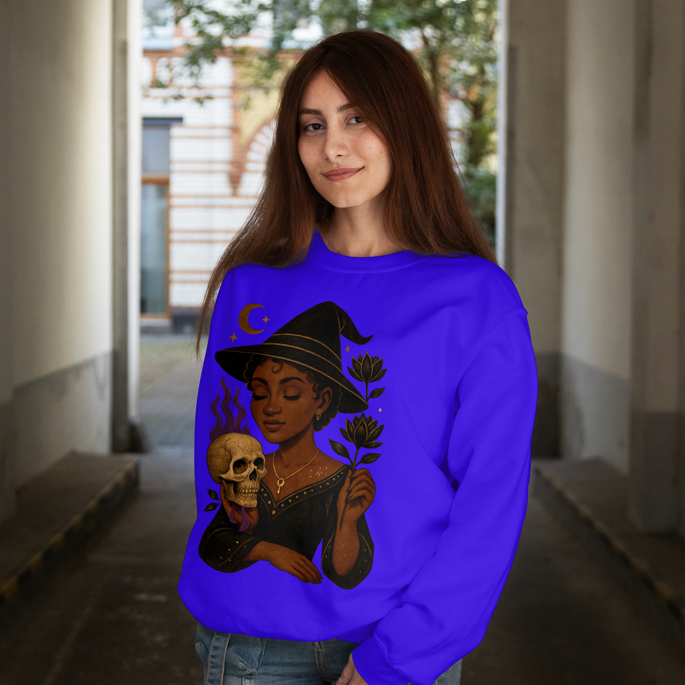 Witchy Lady Skull Sweatshirt