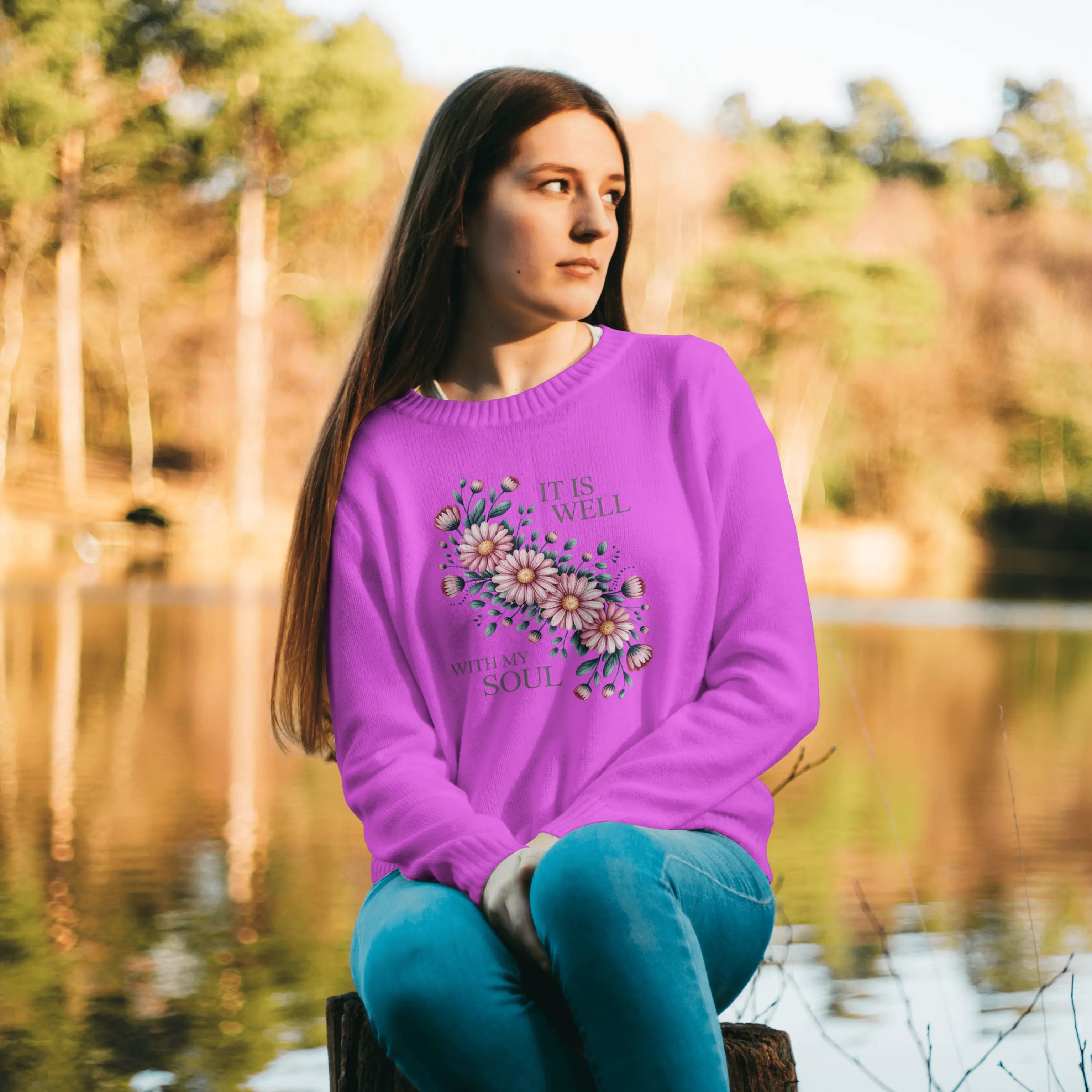 It is Well with My Soul Floral Graphic Sweatshirt DuoCreationZ