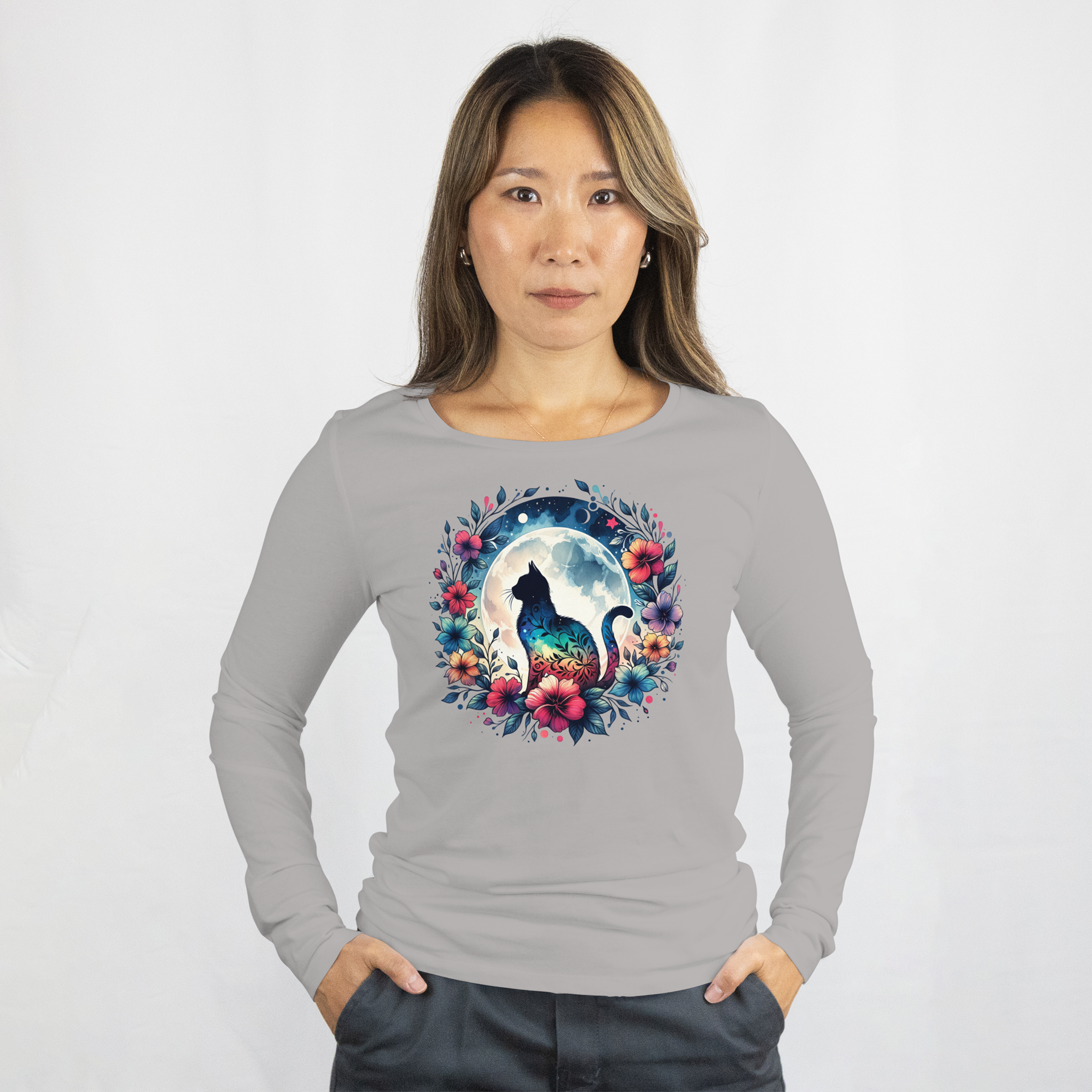 The mystical floral moon cat Sweatshirt