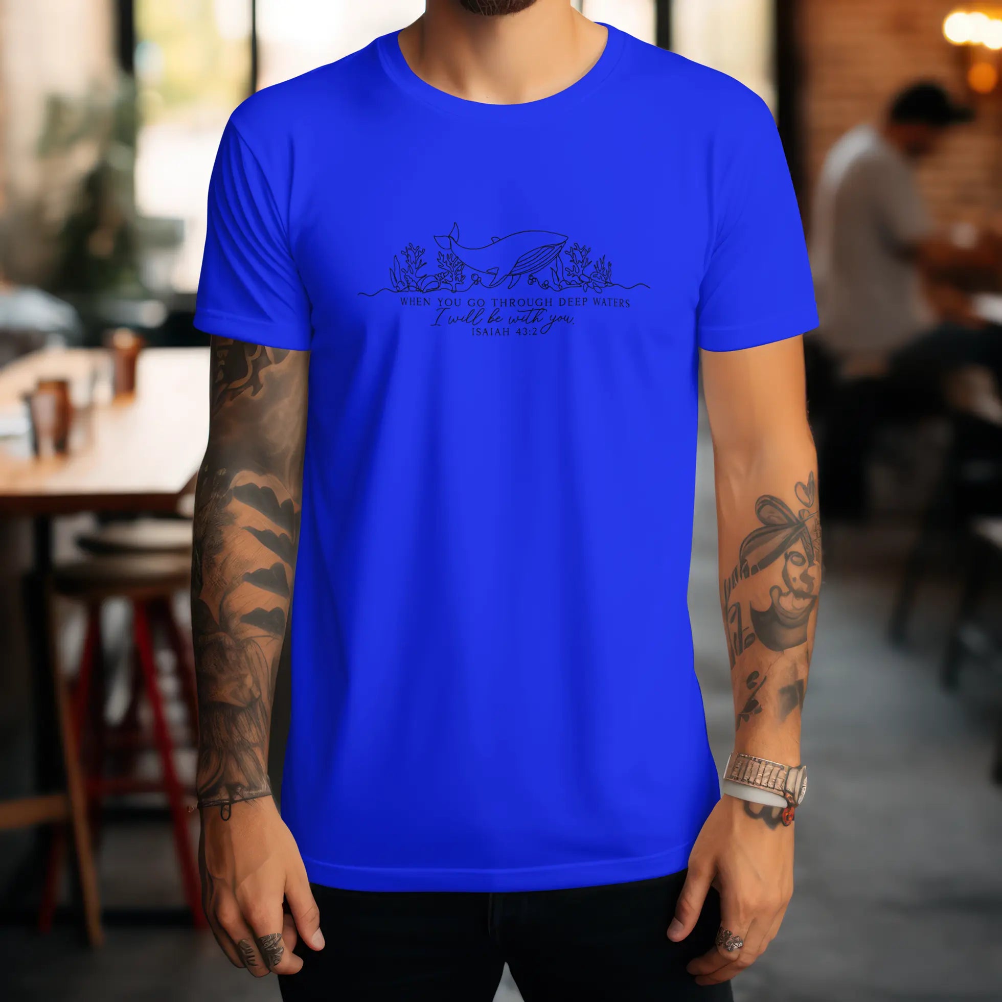 When You Go Through Deep Waters Shirts, Cute Bible Verses Shirts, Faith Shirts, Christian Shirt, Summer Faith Shirts, Ocean Lover Gift Shir DuoCreationZ