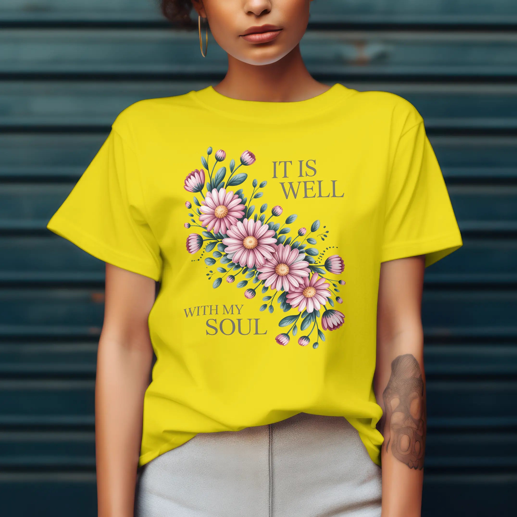 It is Well with My Soul Floral Graphic T Shirt DuoCreationZ