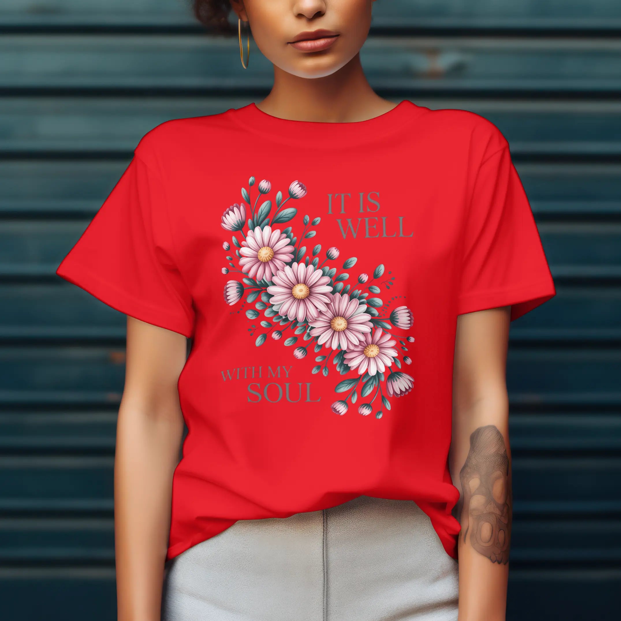 It is Well with My Soul Floral Graphic T Shirt DuoCreationZ