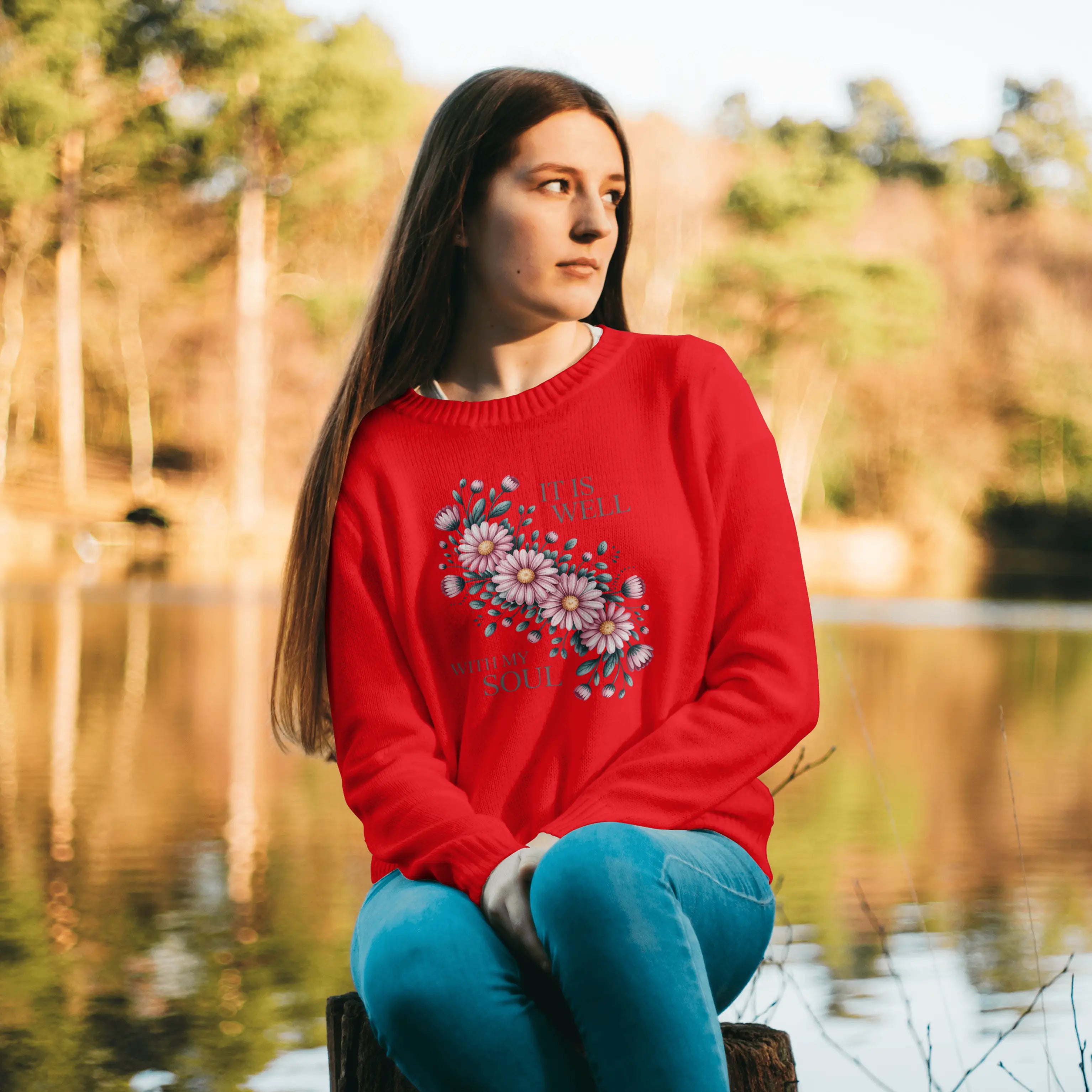 It is Well with My Soul Floral Graphic Sweatshirt DuoCreationZ