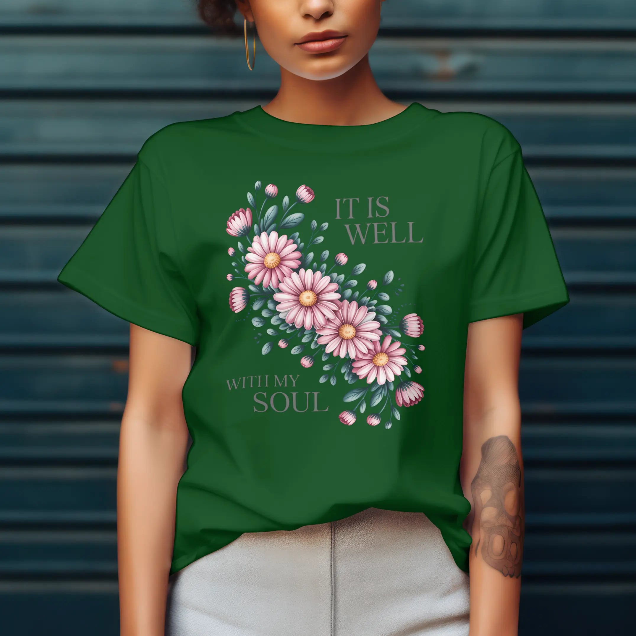 It is Well with My Soul Floral Graphic T Shirt DuoCreationZ