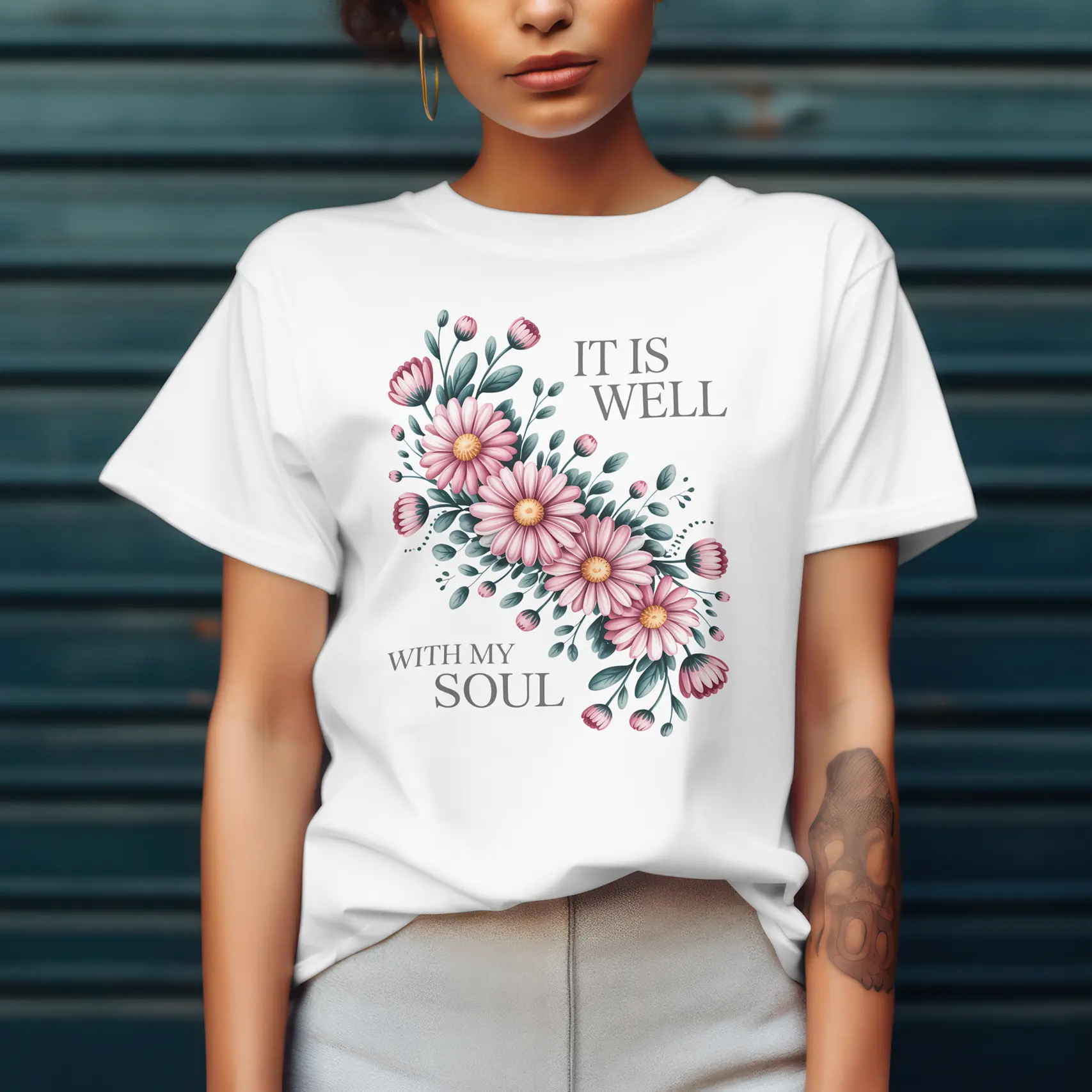 It is Well with My Soul Floral Graphic T Shirt DuoCreationZ