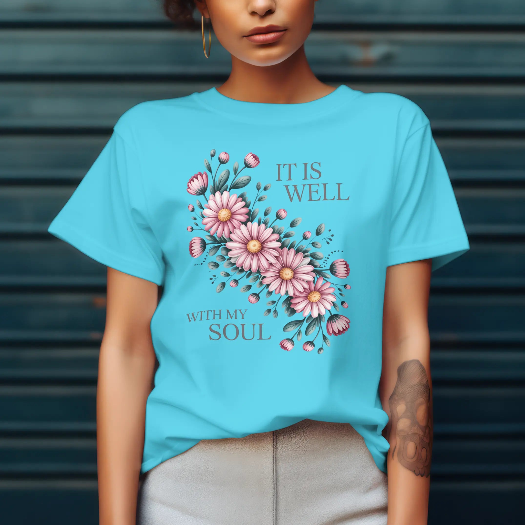 It is Well with My Soul Floral Graphic T Shirt DuoCreationZ