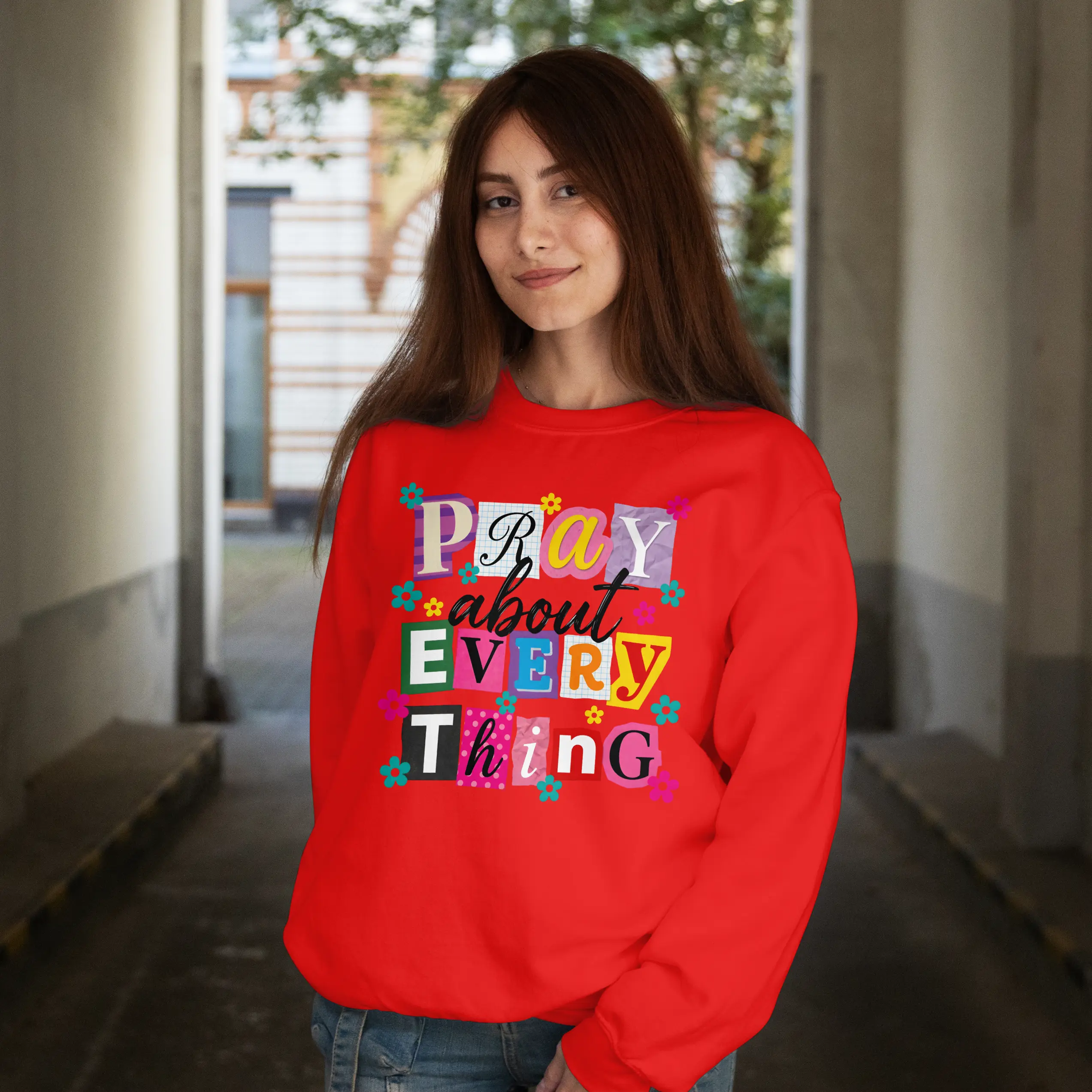 Pray About Everything - Philippians 4:6 Bible Verse Sweatshirt DuoCreationZ