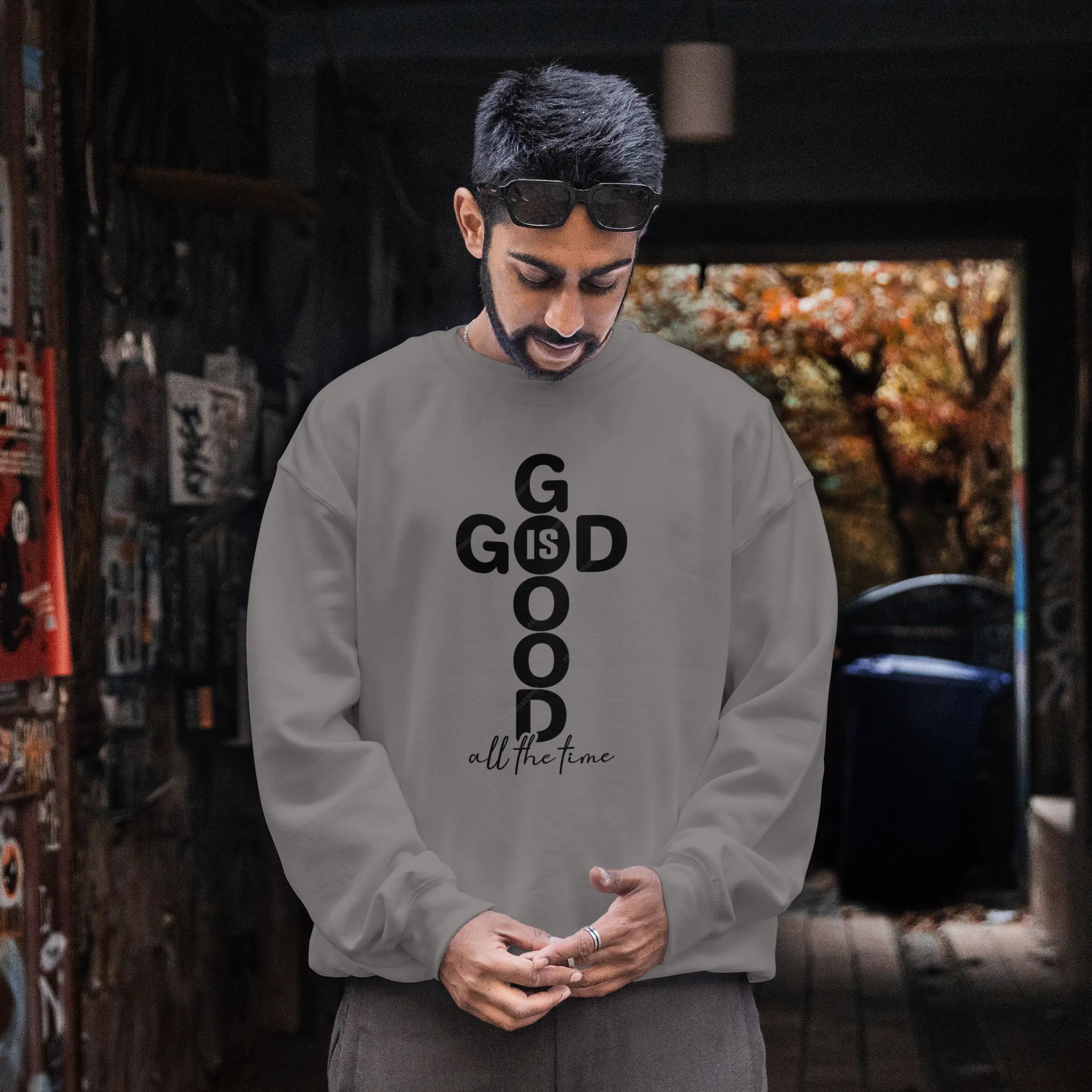 God Is Good Christian Cross sweatshirt, DuoCreationZ